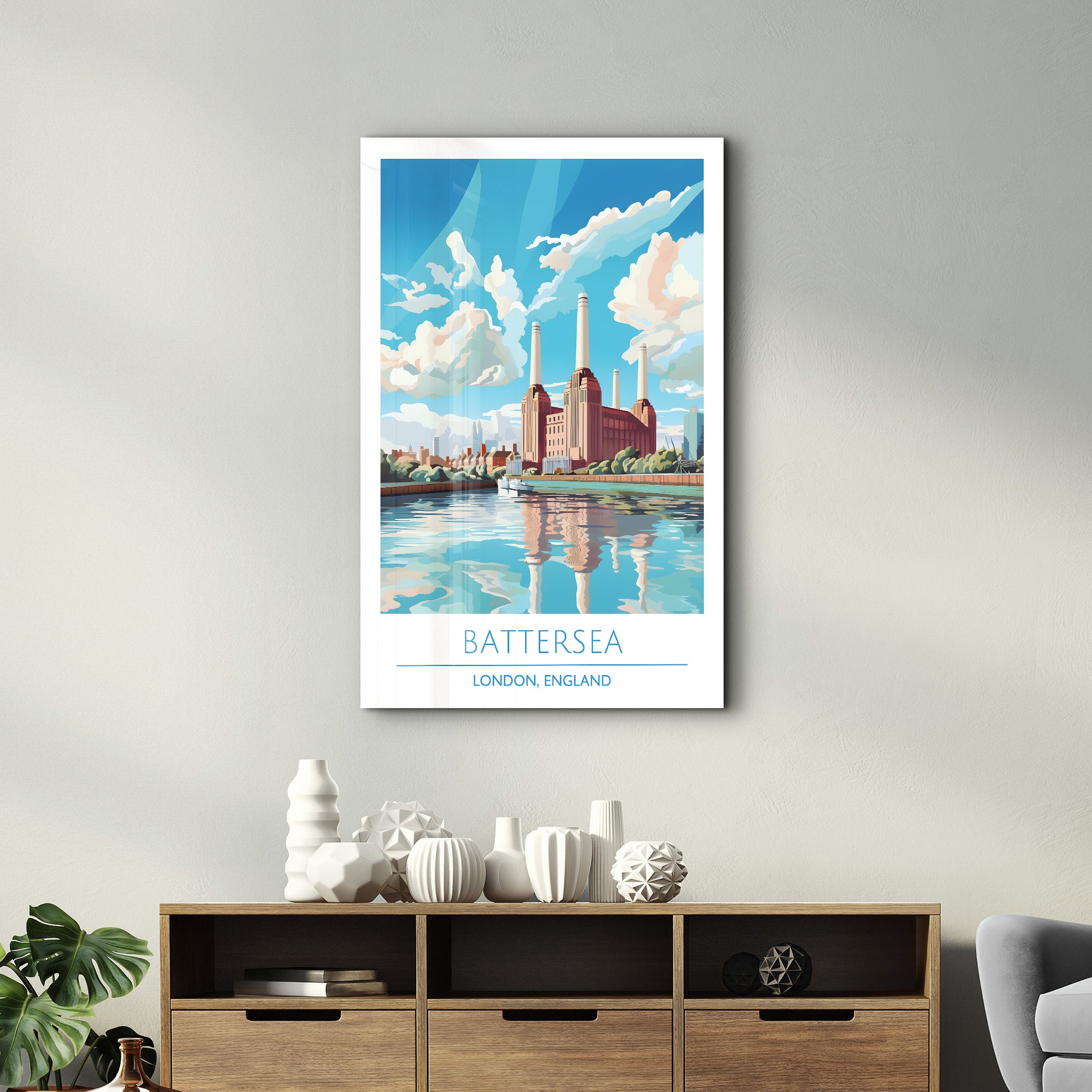 Battersea-London England-Reiseposter | <tc>Glasbild</tc>