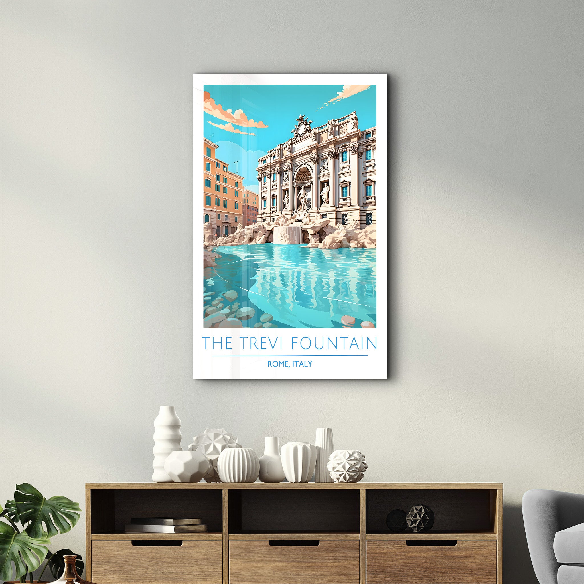 Der Trevi-Brunnen-Rom Italien-Reiseposter | <tc>Glasbild</tc>