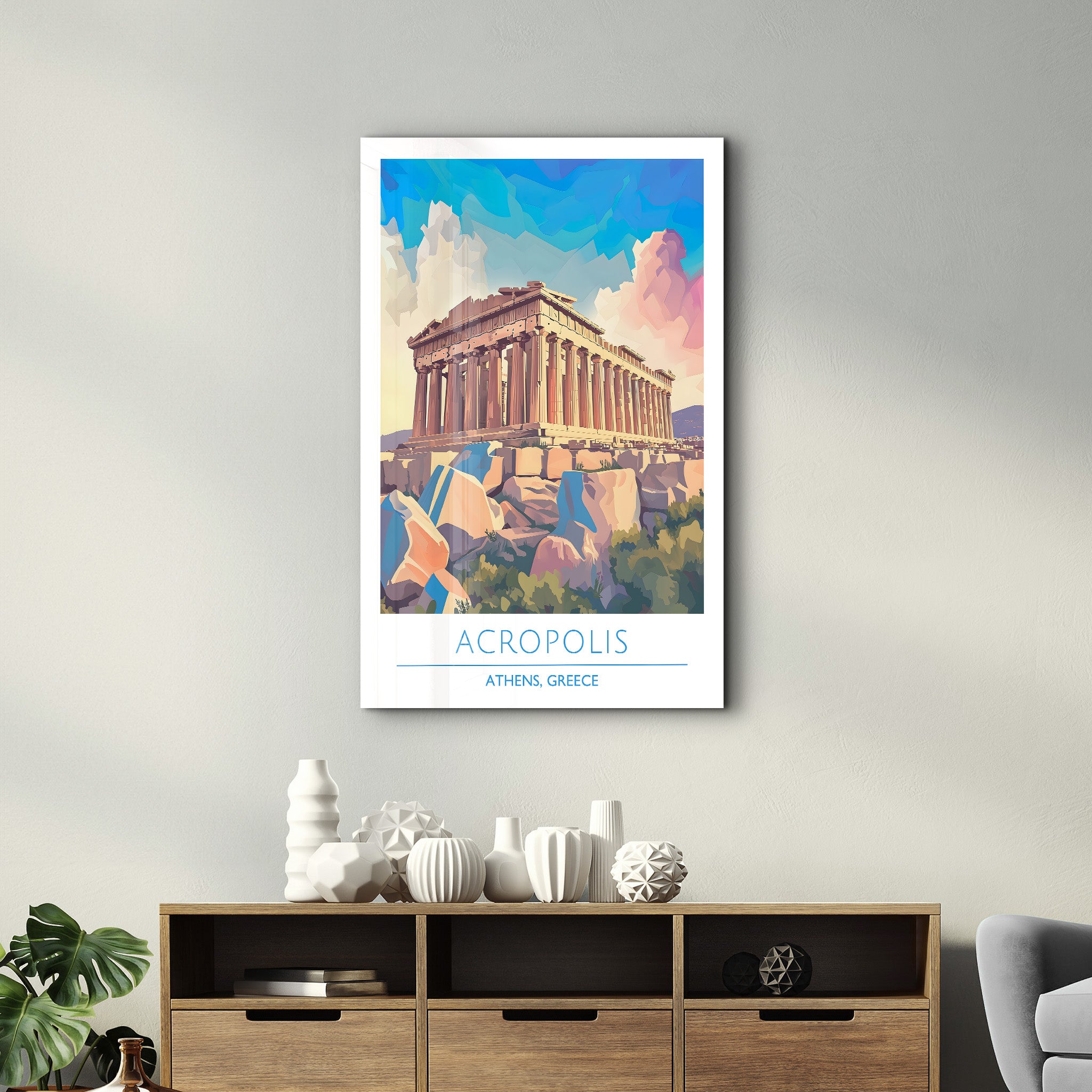 Akropolis-Athen Griechenland-Reiseposter | <tc>Glasbild</tc>