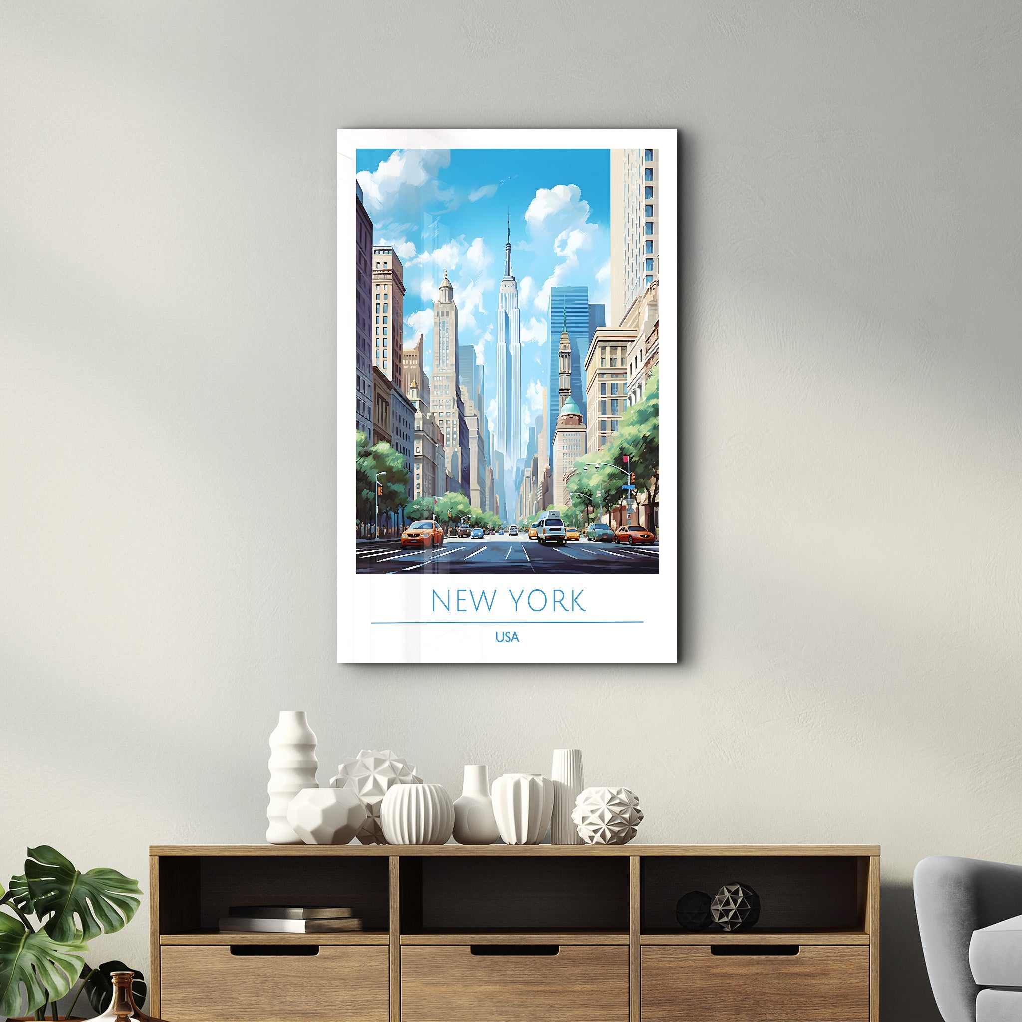 New York USA-Reiseposter | <tc>Glasbild</tc>