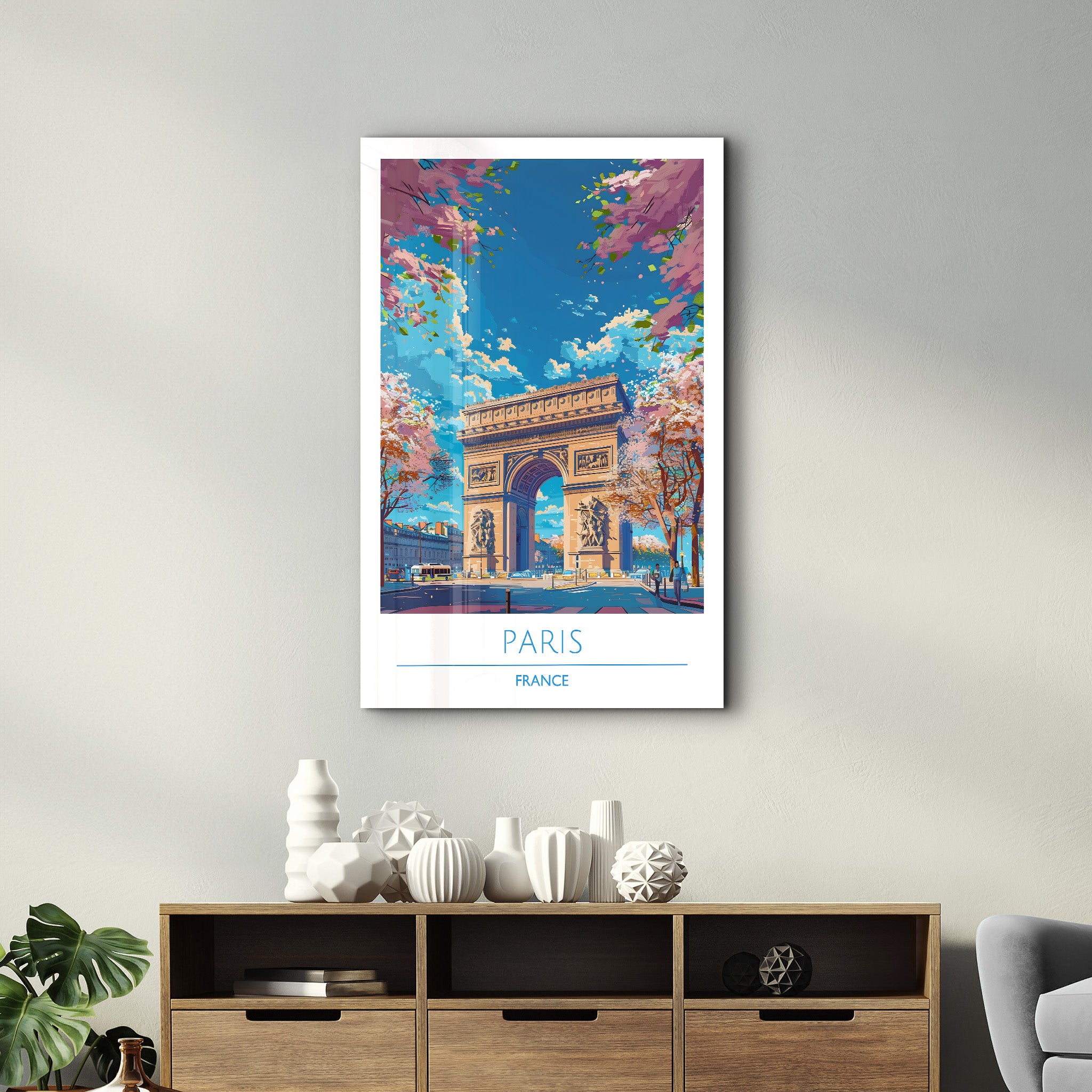 Paris Frankreich-Reiseposter | <tc>Glasbild</tc>