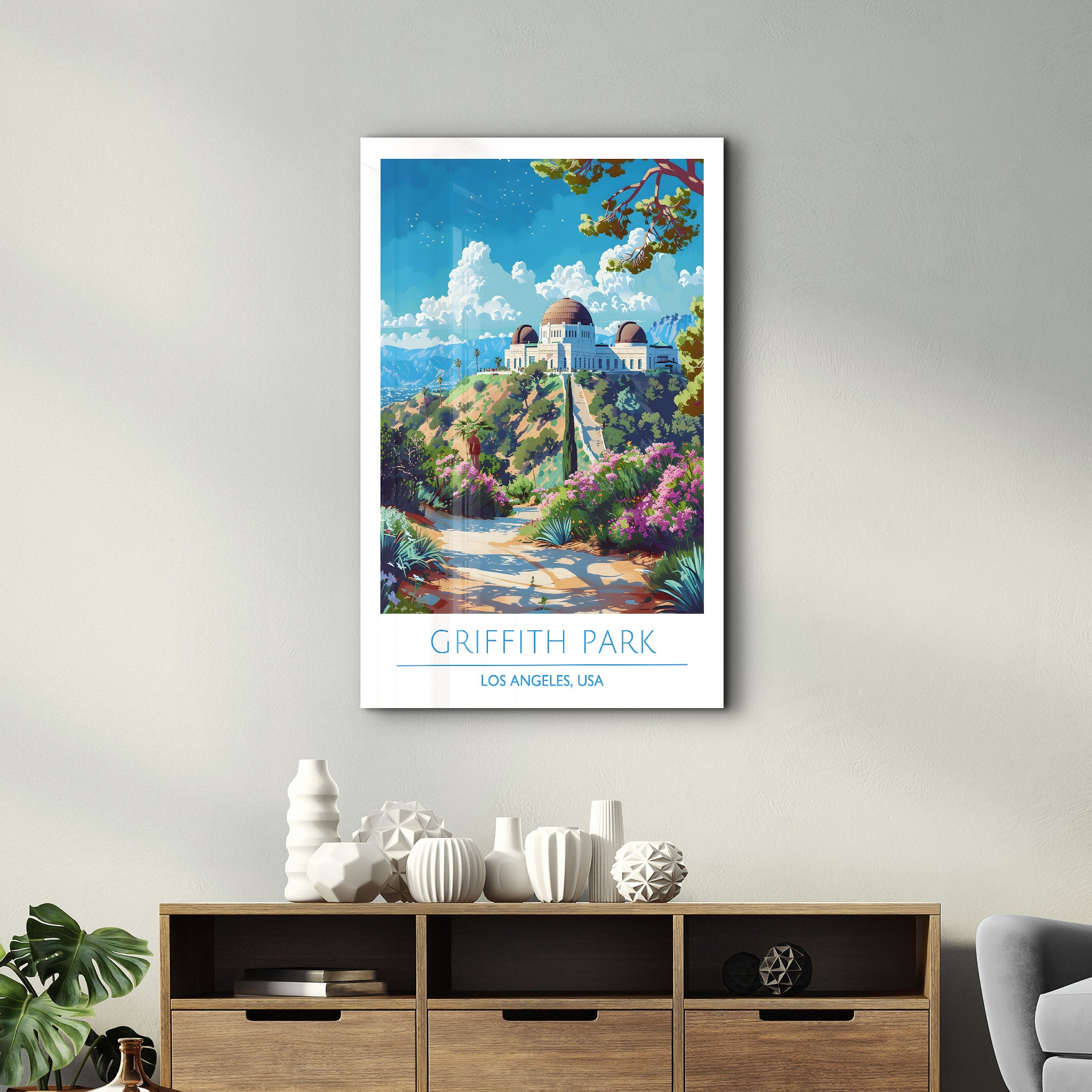 Griffith Park-Los Angeles USA-Reiseposter | <tc>Glasbild</tc>