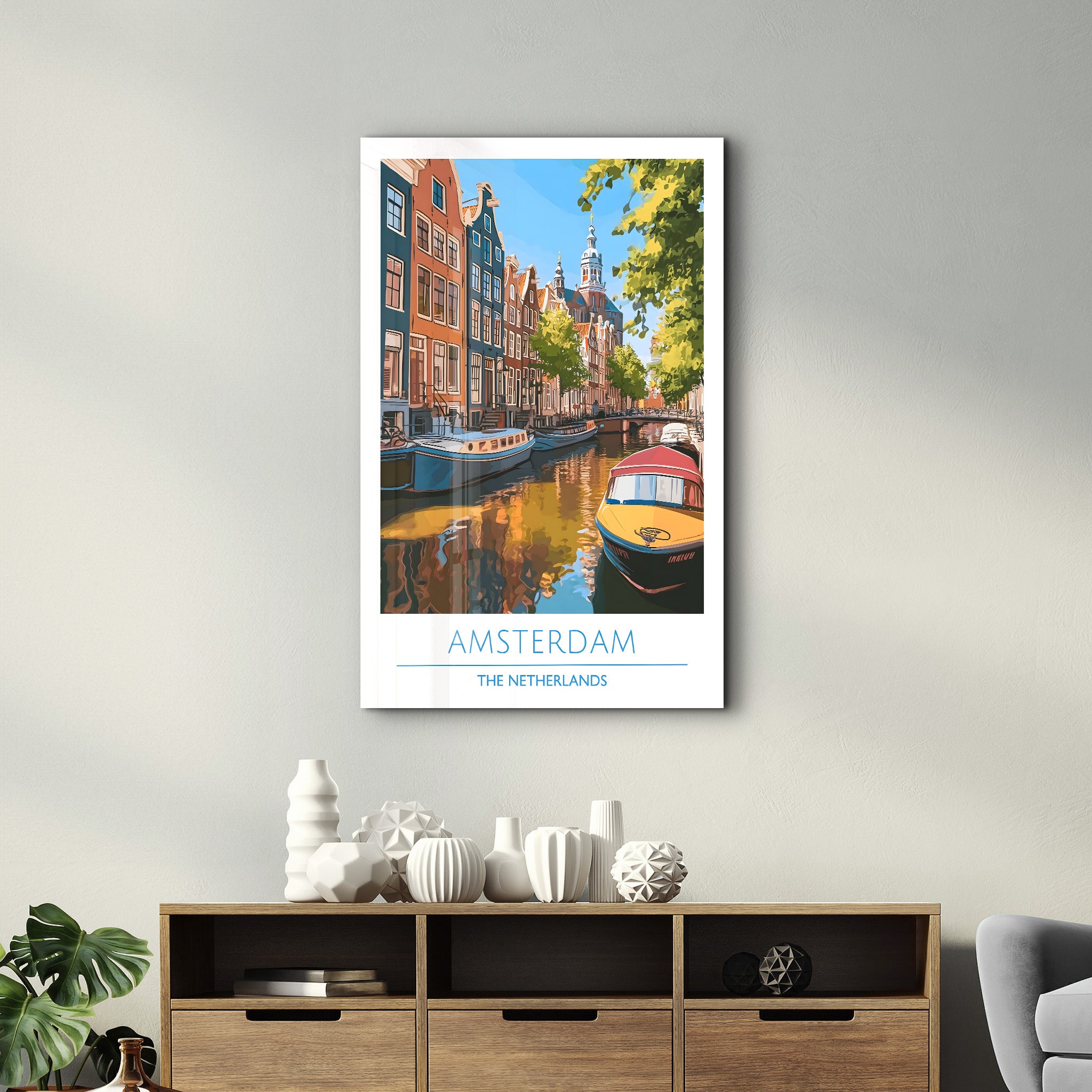 Amsterdam Pays-Bas-Affiches de voyage | Art mural en verre