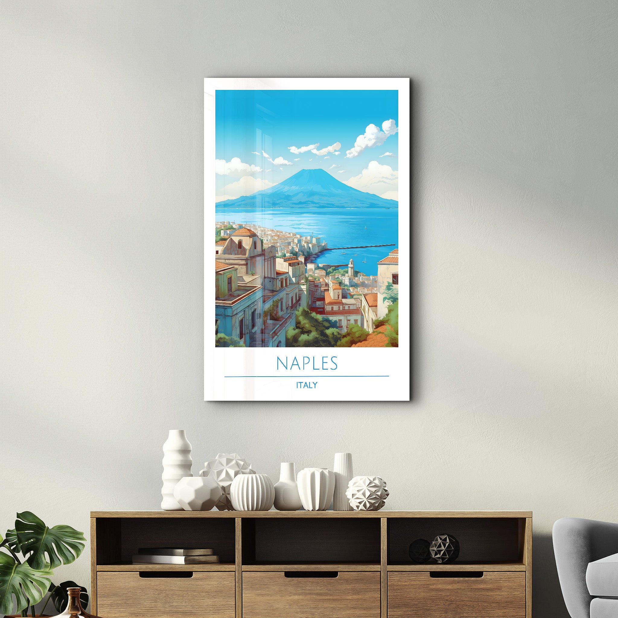 Naples Italie-Affiches de voyage | Art mural en verre