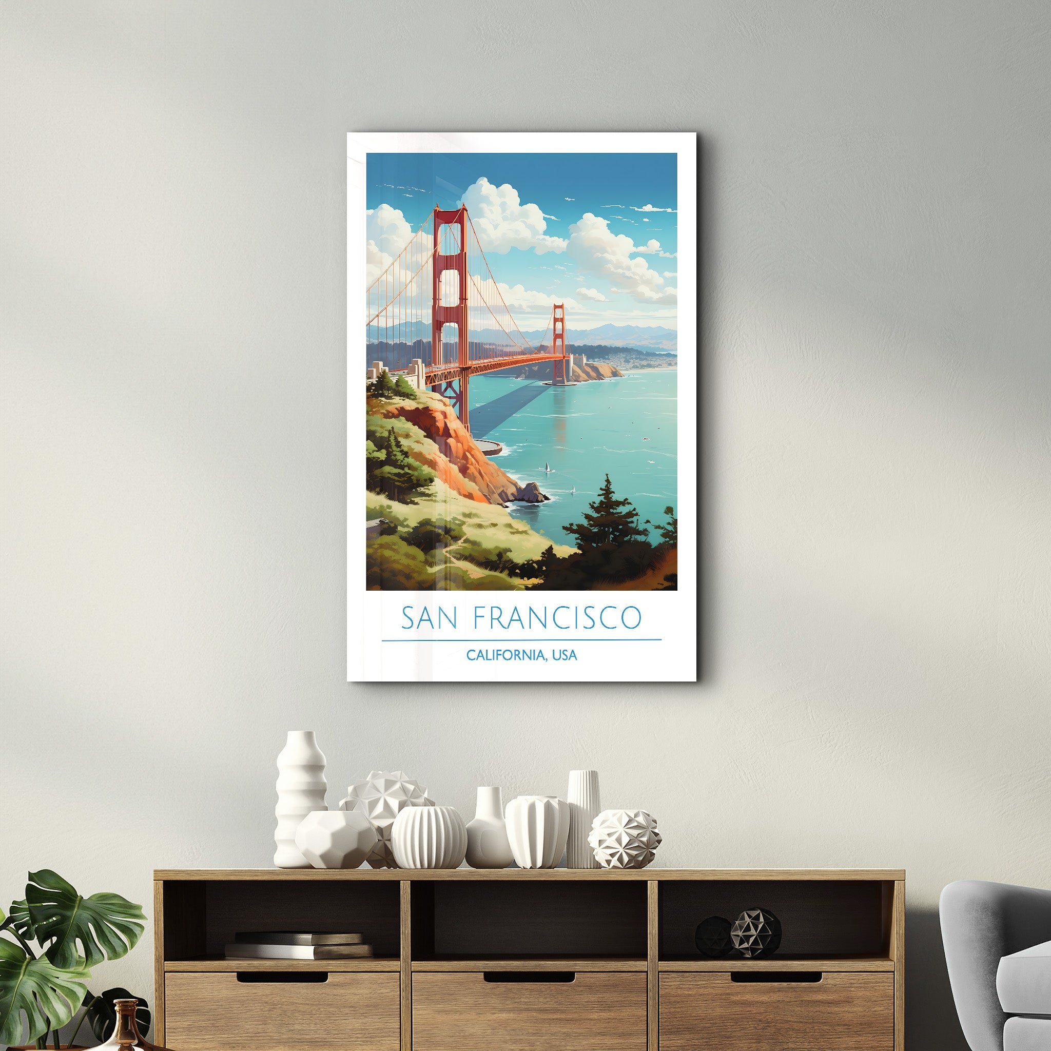 San Francisco-Kalifornien USA-Reiseposter | <tc>Glasbild</tc>