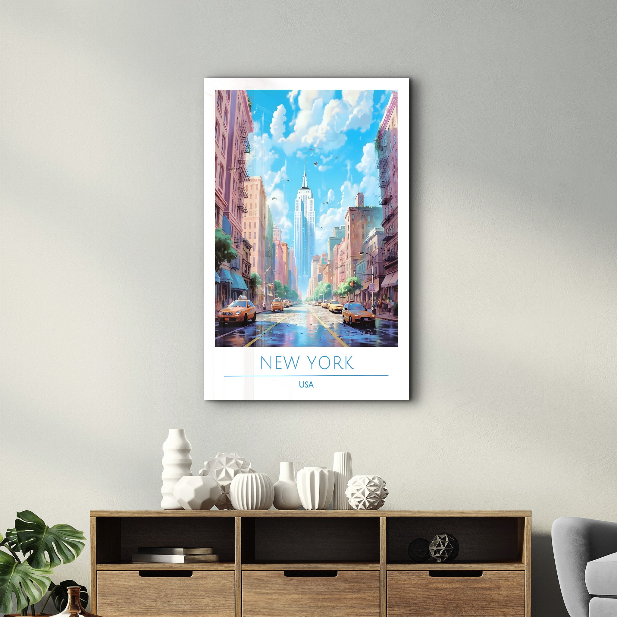 New York USA-Travel Posters | Glass Wall Art