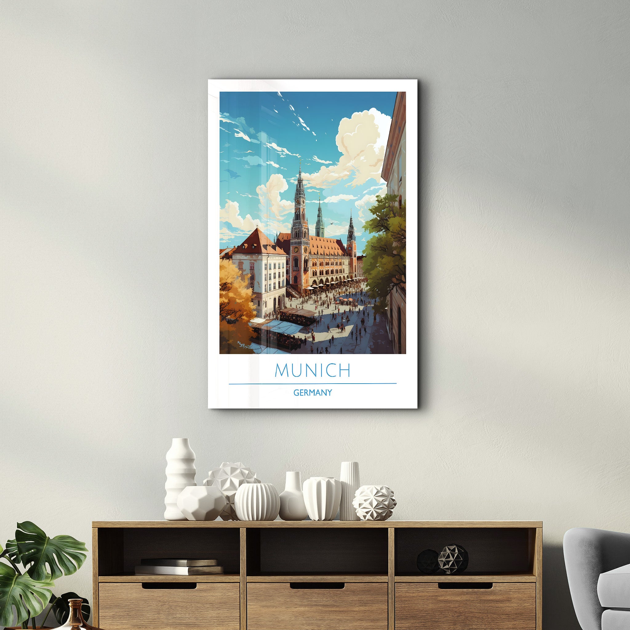 München Deutschland-Reiseposter | <tc>Glasbild</tc>