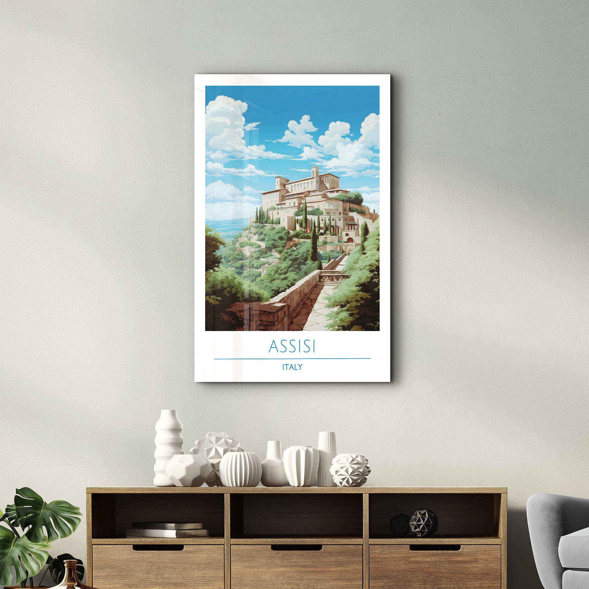 Assise Italie-Affiches de voyage | Art mural en verre