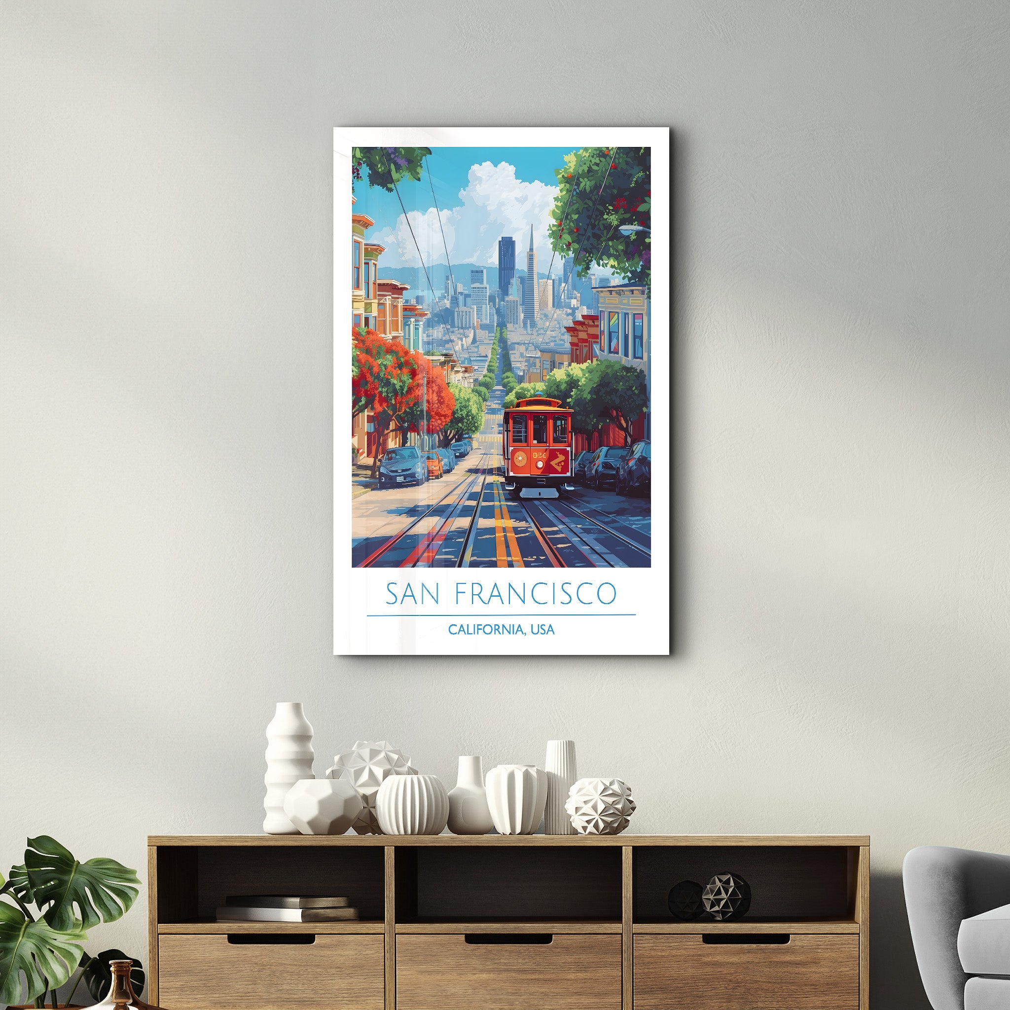 San Francisco-Kalifornien USA-Reiseposter | <tc>Glasbild</tc>