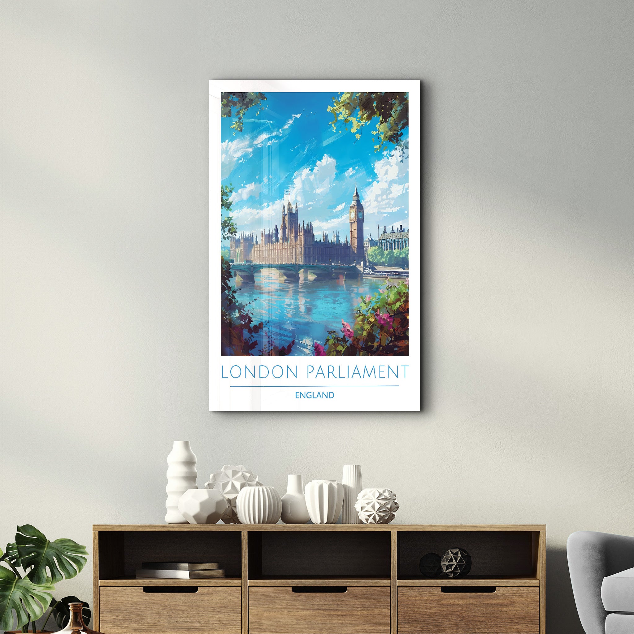 London Parliament England-Travel Posters | Glass Wall Art