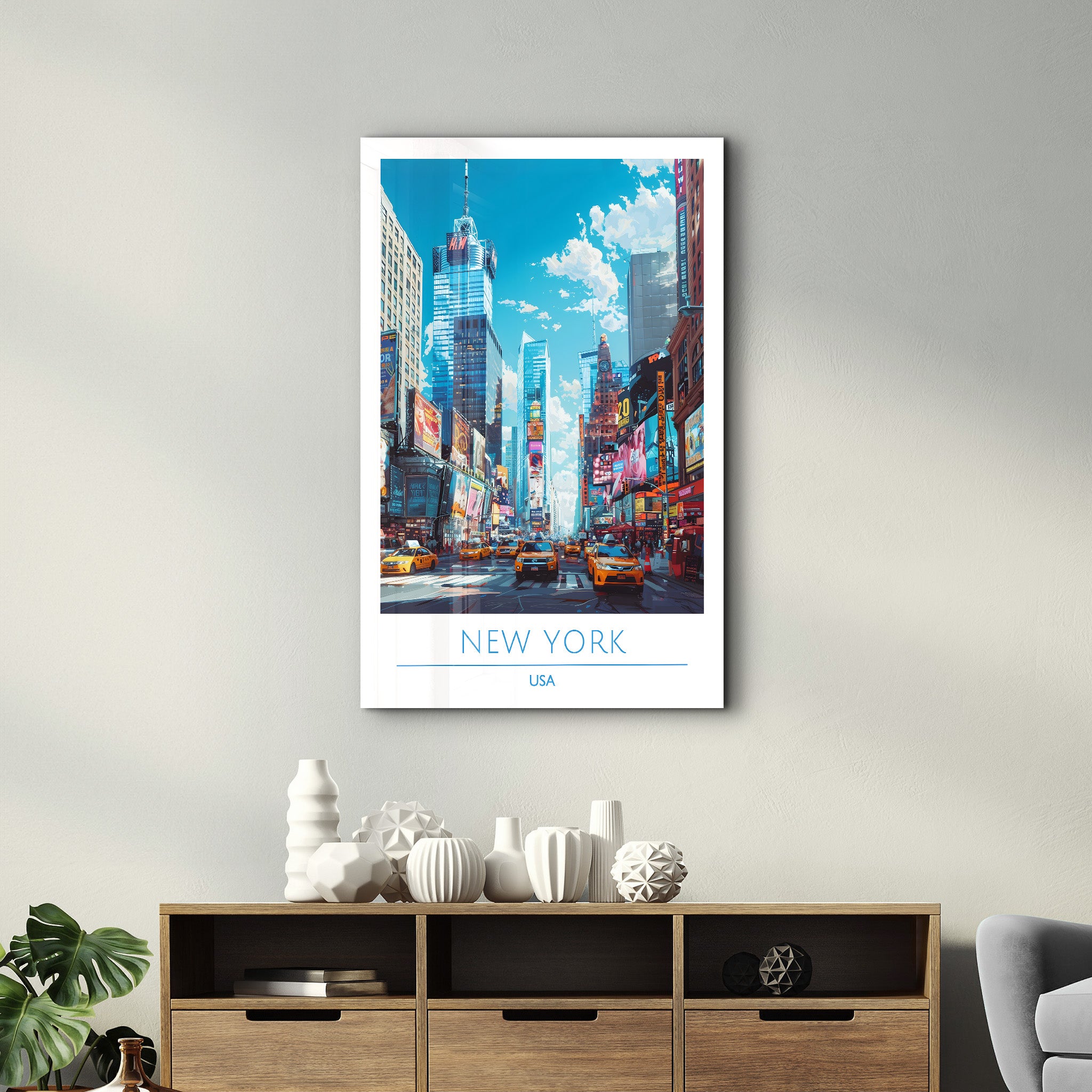 New York USA-Travel Posters | Glass Wall Art