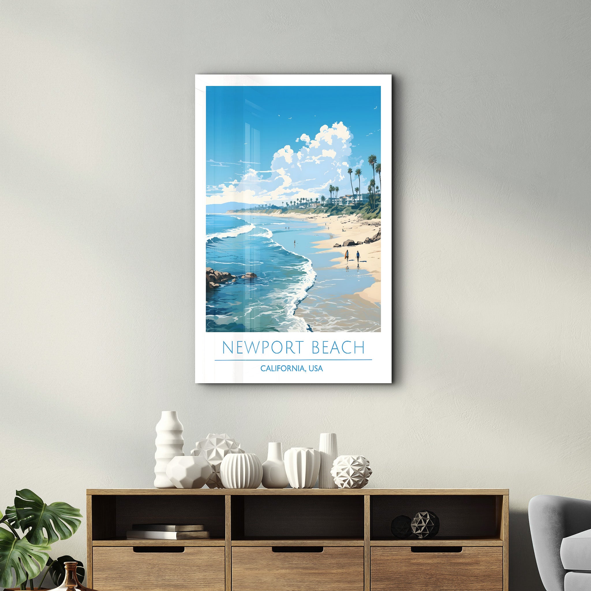 Newport Beach Kalifornien-Reiseposter | <tc>Glasbild</tc>