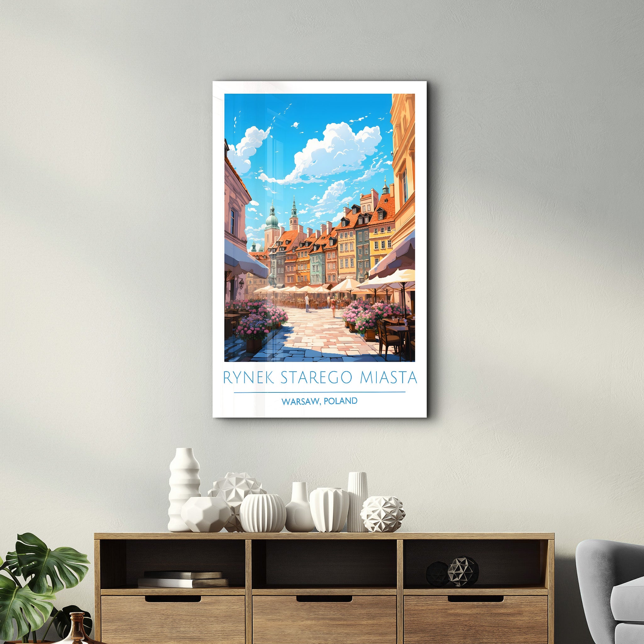 Rynek Starego Miasta-Varsovie Pologne-Affiches de voyage | Art mural en verre