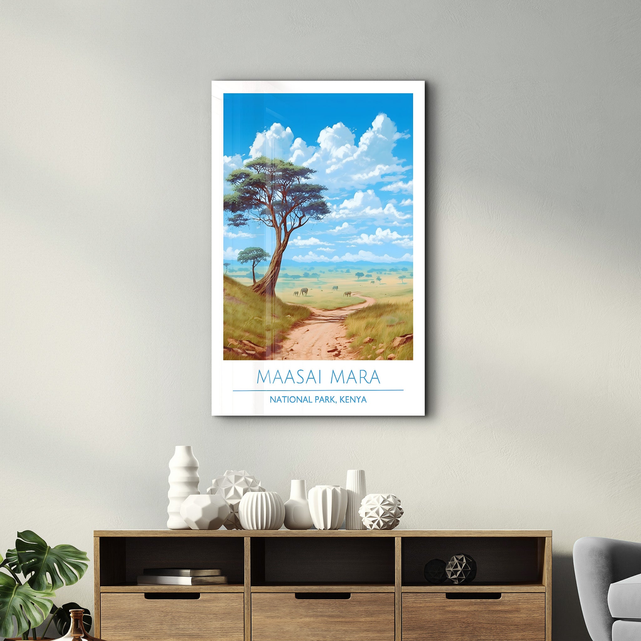 Masai Mara- Nationalpark Kenia-Reiseposter | <tc>Glasbild</tc>