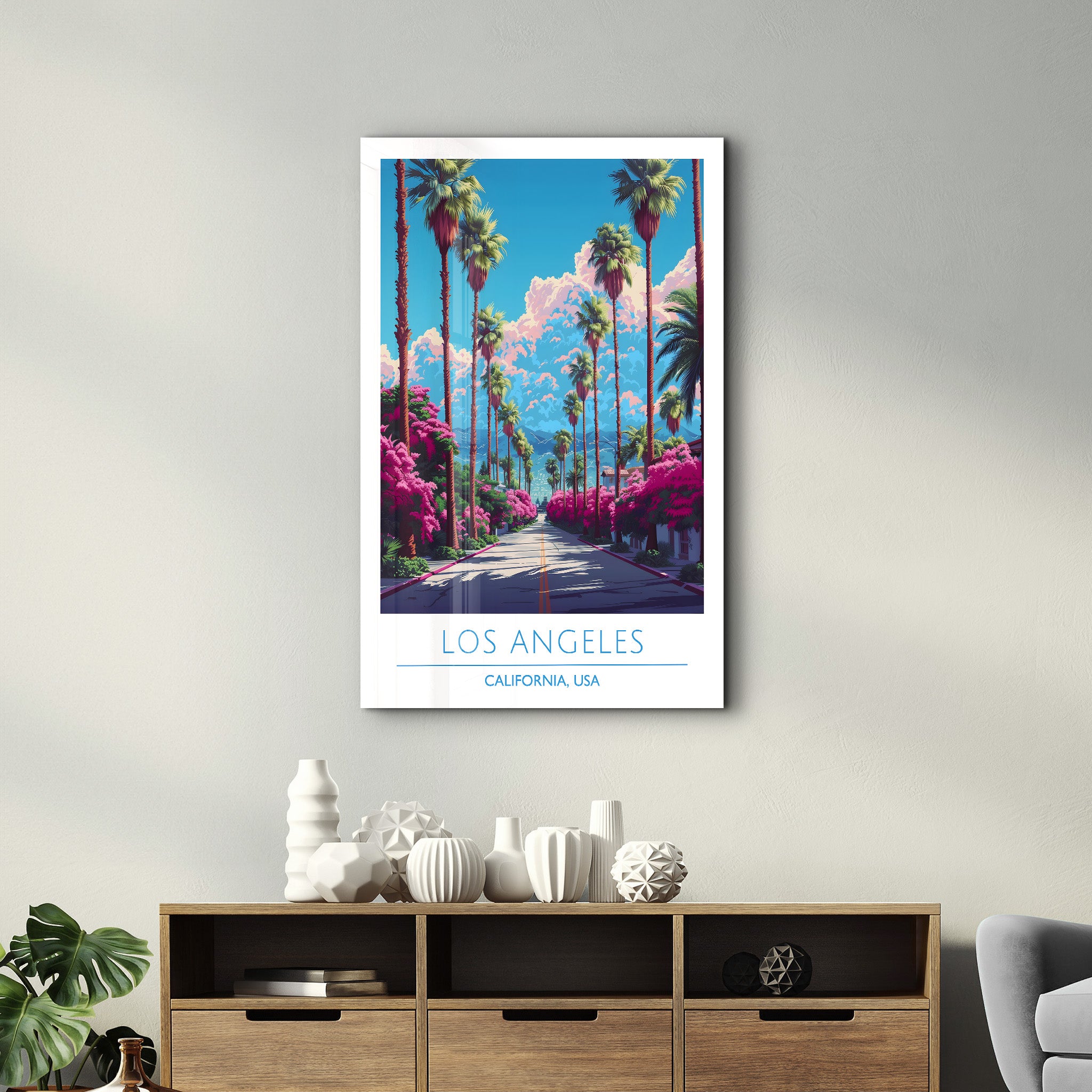 Los Angeles-Kalifornien USA-Reiseposter | <tc>Glasbild</tc>