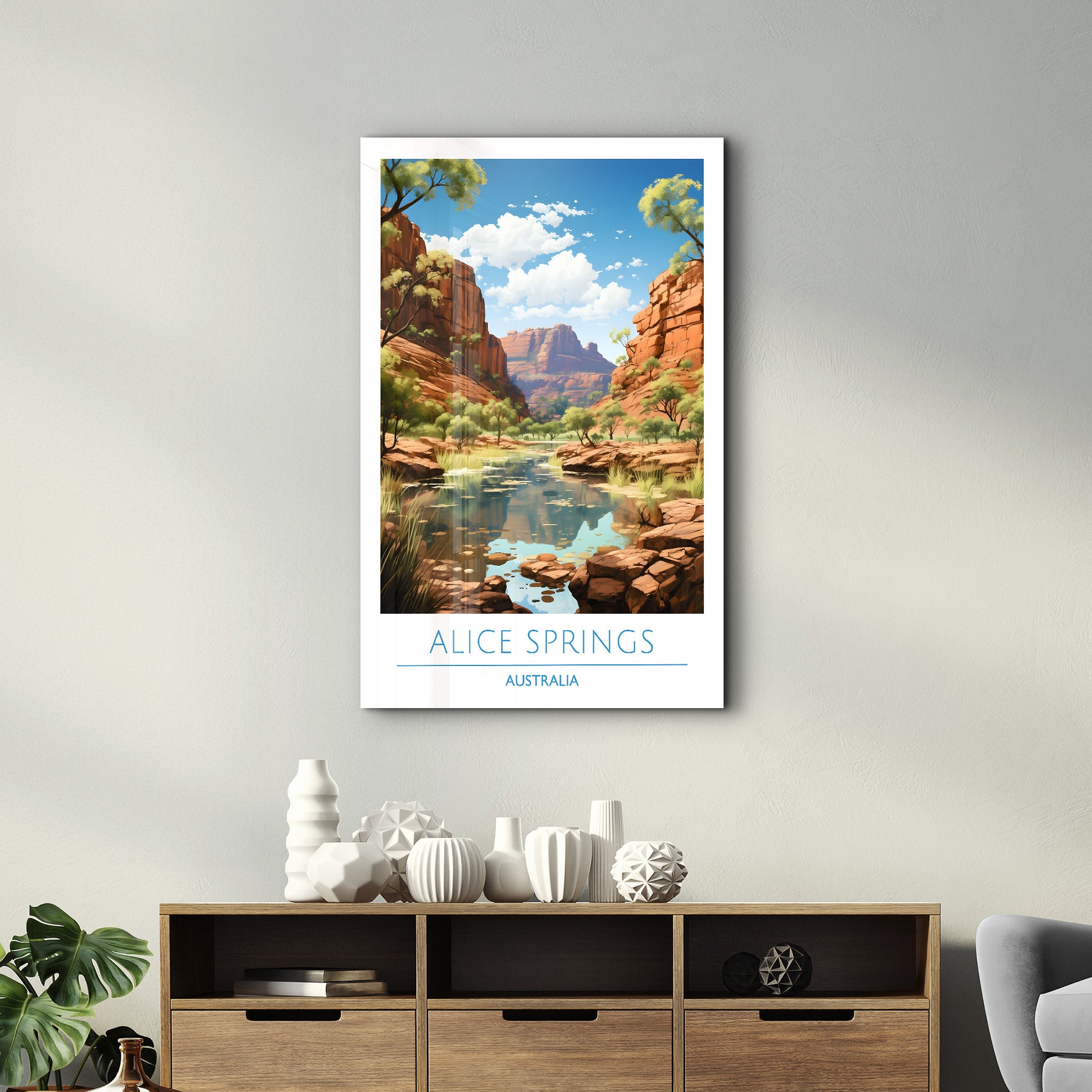 Alice Springs Australien-Reiseposter | <tc>Glasbild</tc>