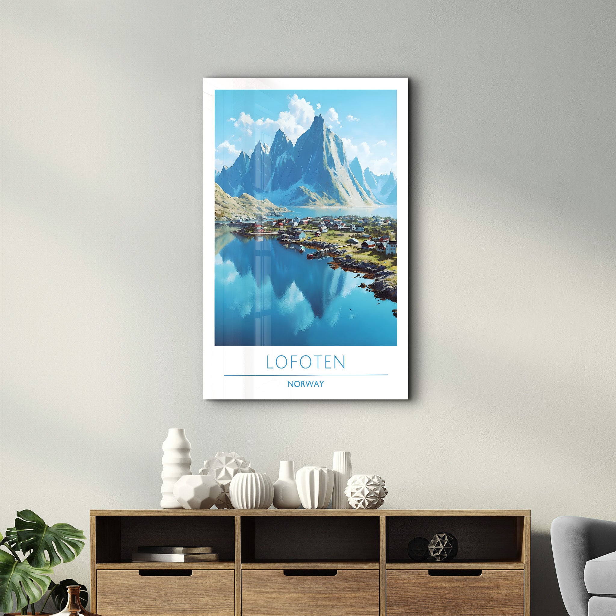 Lofoten Norwegen-Reiseposter | <tc>Glasbild</tc>