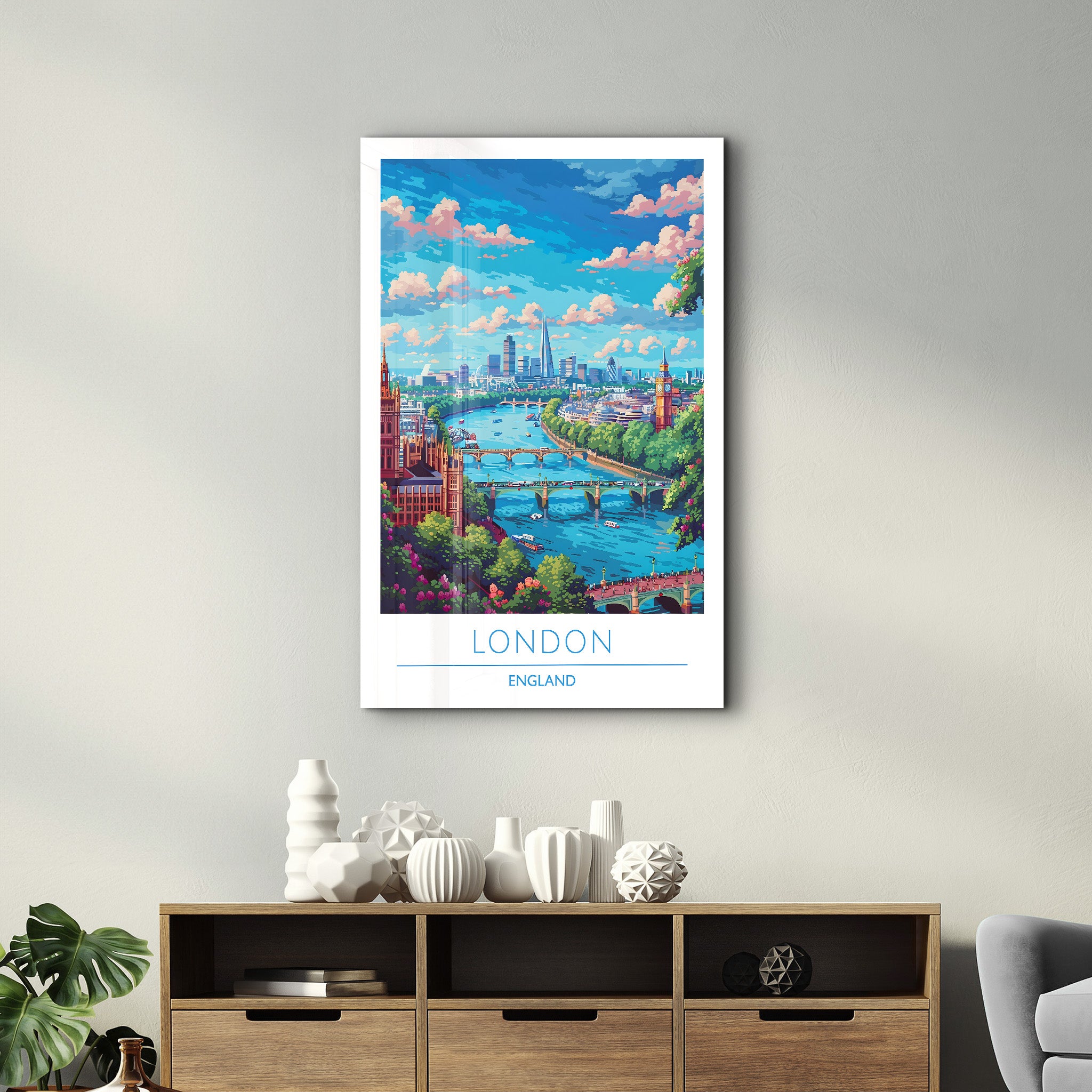 London England-Reiseposter | <tc>Glasbild</tc>