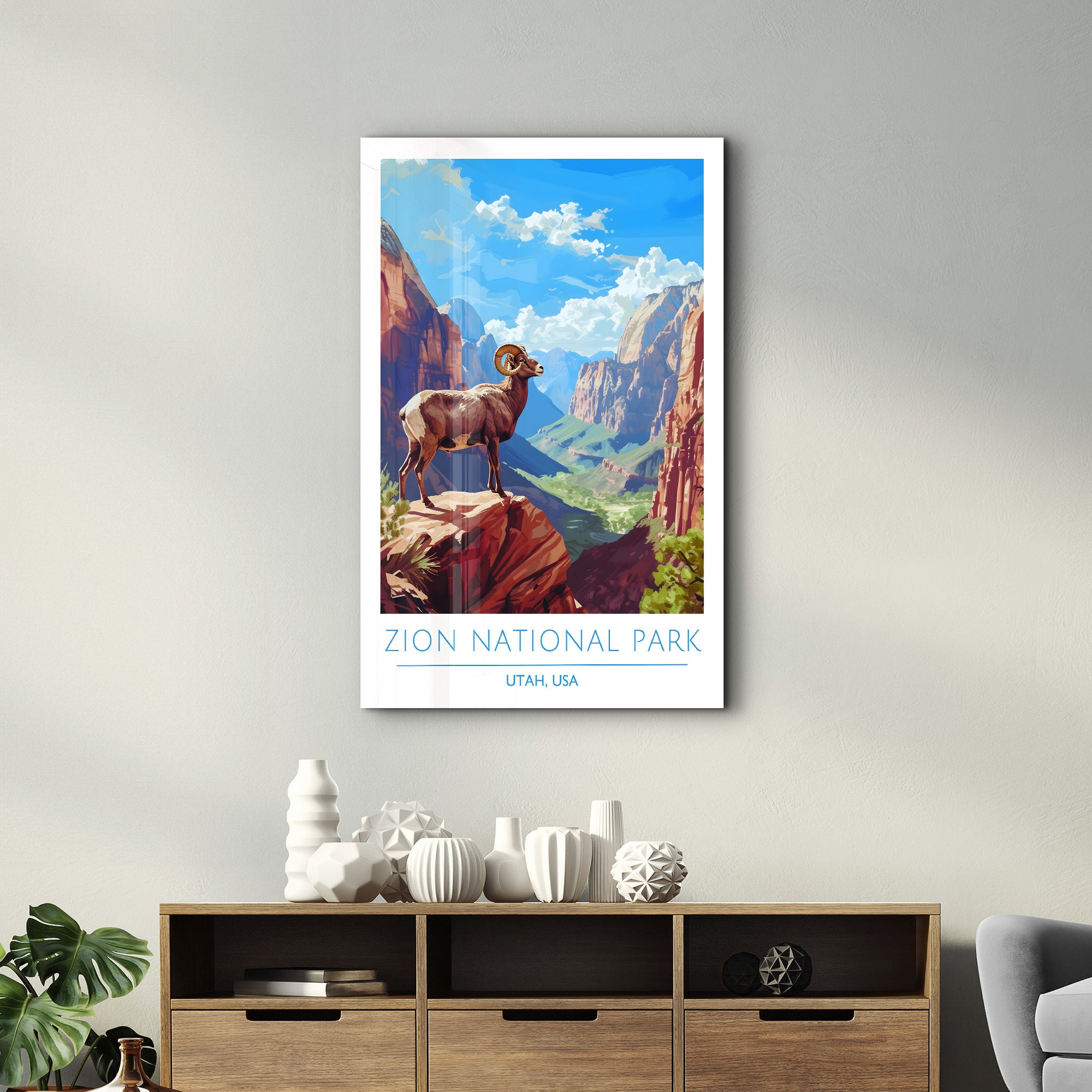 Parc national de Zion-Utah USA-Affiches de voyage | Art mural en verre