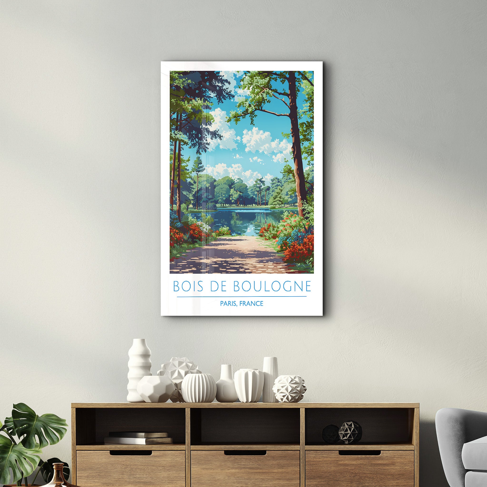 Bois De Boulogne-Paris France-Affiches de voyage | Art mural en verre