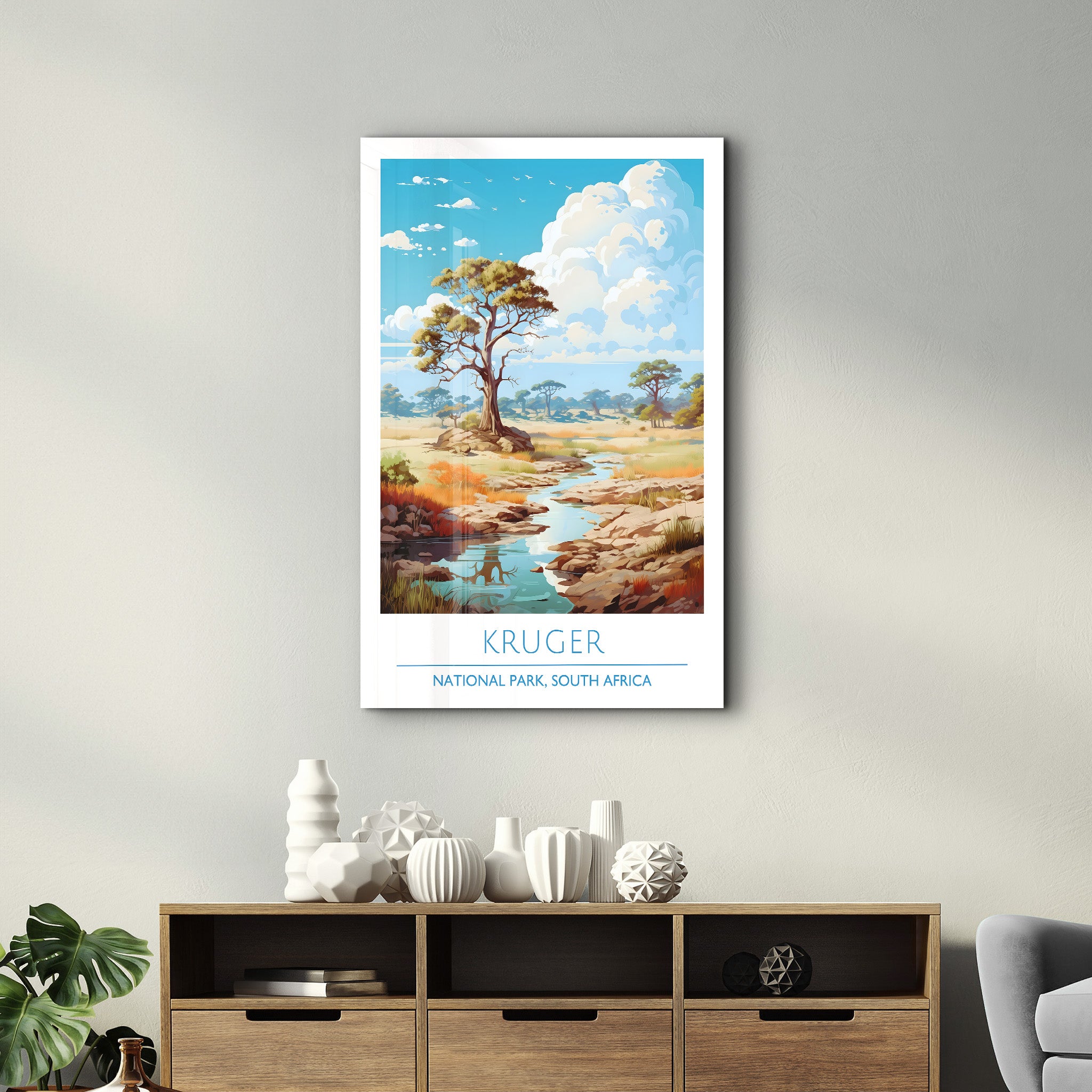 Krüger-Nationalpark Südafrika-Reiseposter | <tc>Glasbild</tc>