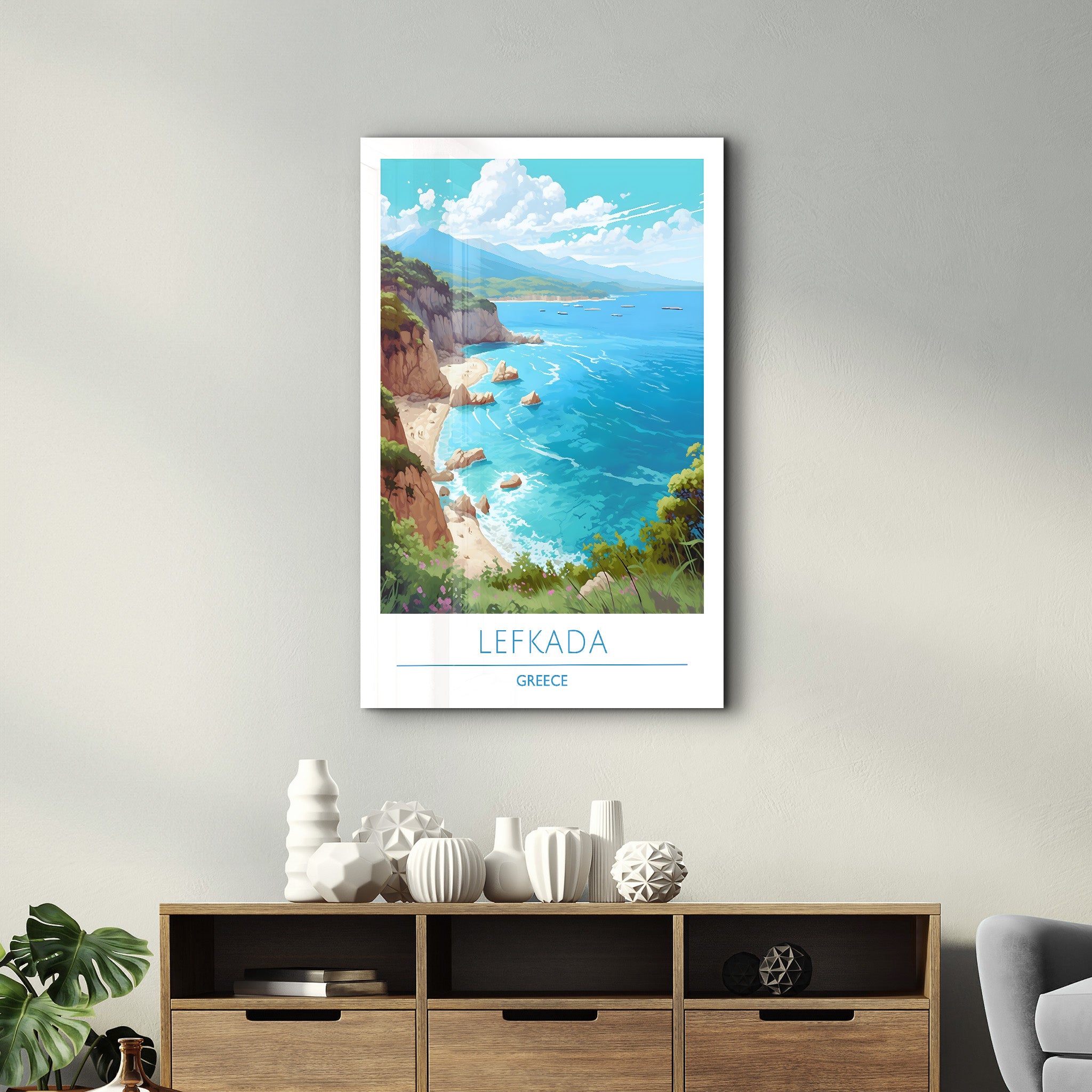 Lefkada Griechenland-Reiseposter | <tc>Glasbild</tc>