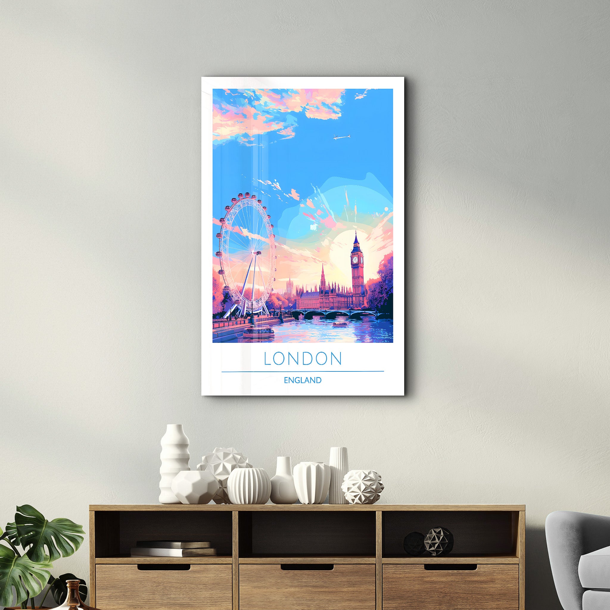 London England-Reiseposter | <tc>Glasbild</tc>