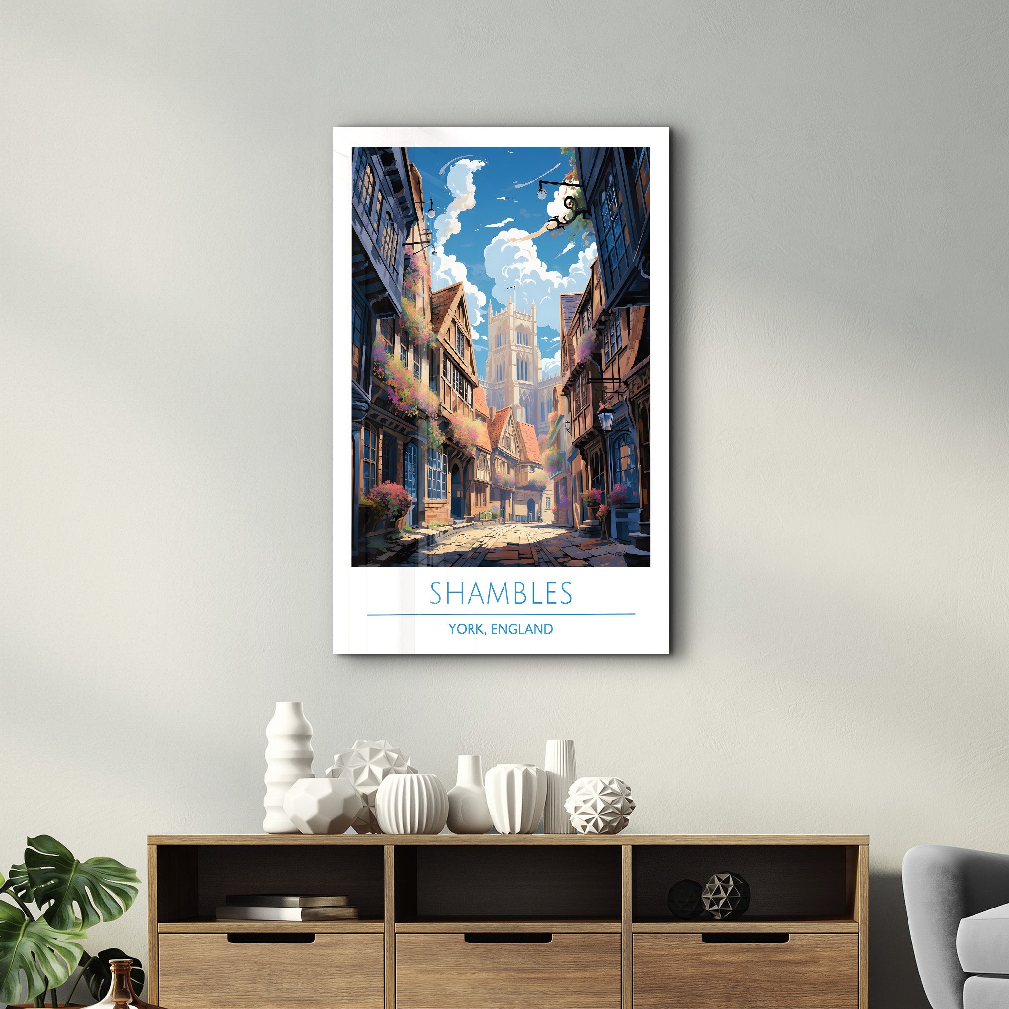 Shambles-York England-Reiseposter | <tc>Glasbild</tc>