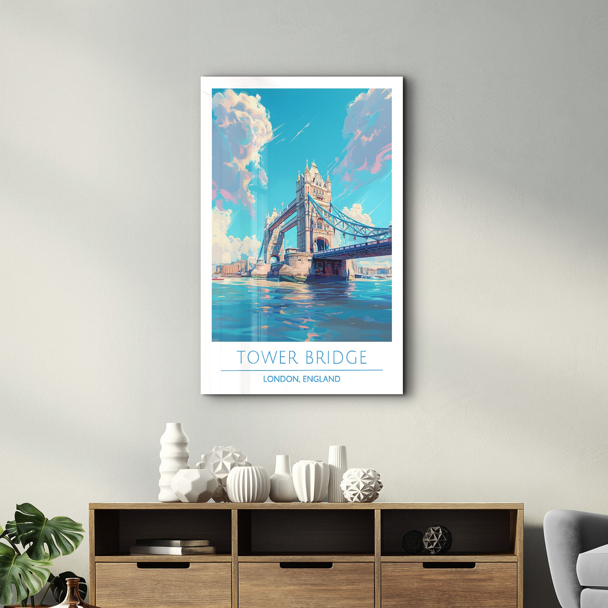 Tower Bridge-London England-Reiseposter | <tc>Glasbild</tc>