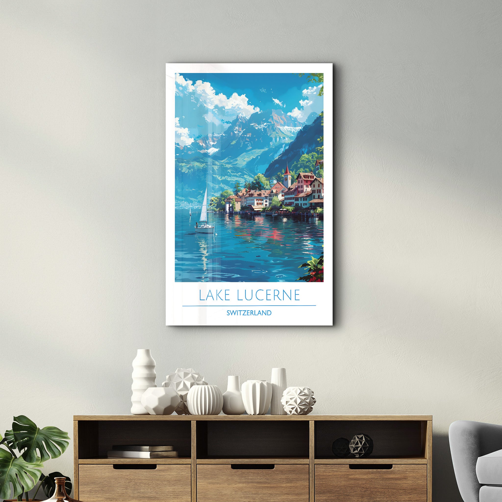 Vierwaldstättersee Schweiz-Reiseposter | <tc>Glasbild</tc>