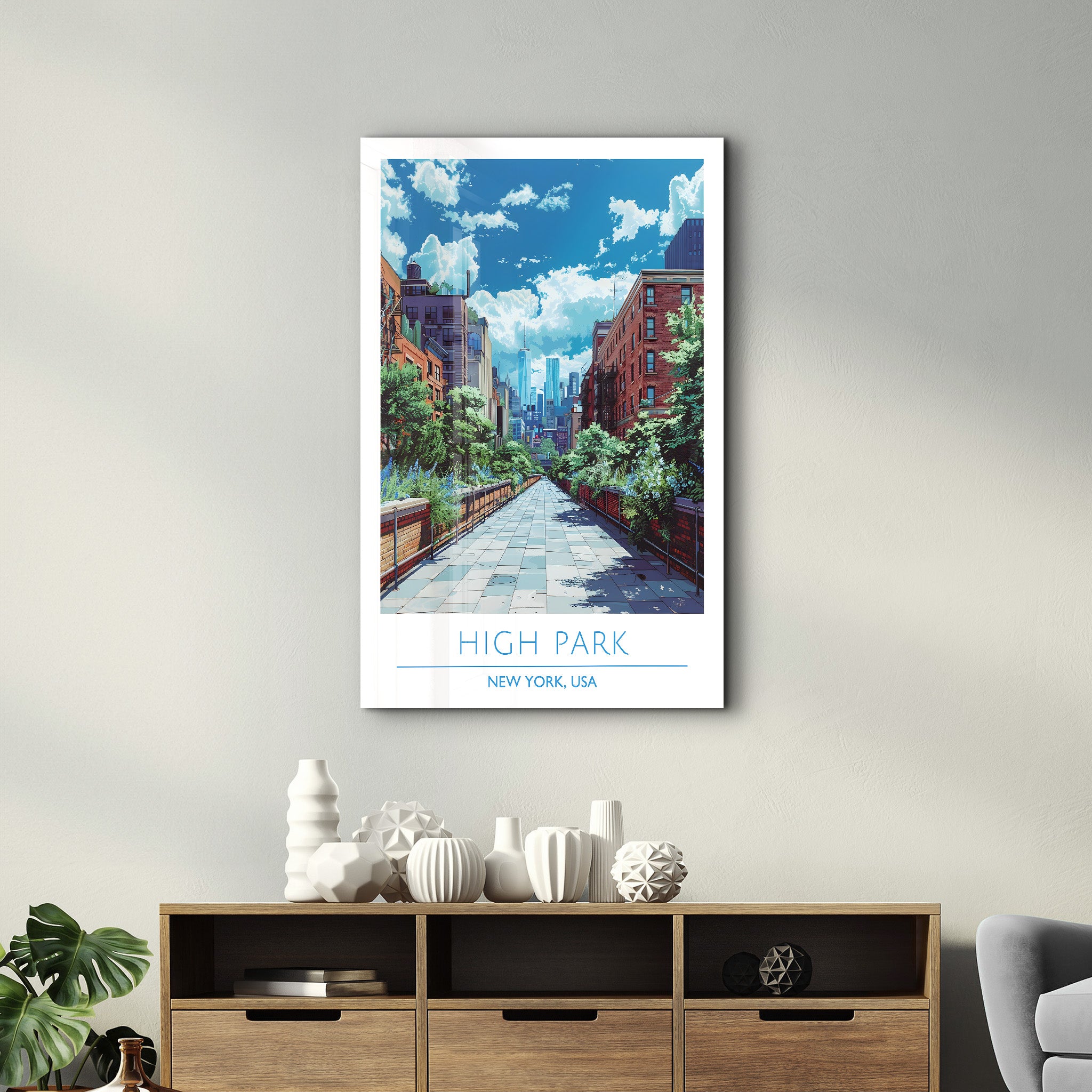 High Park-New York USA-Reiseposter | <tc>Glasbild</tc>