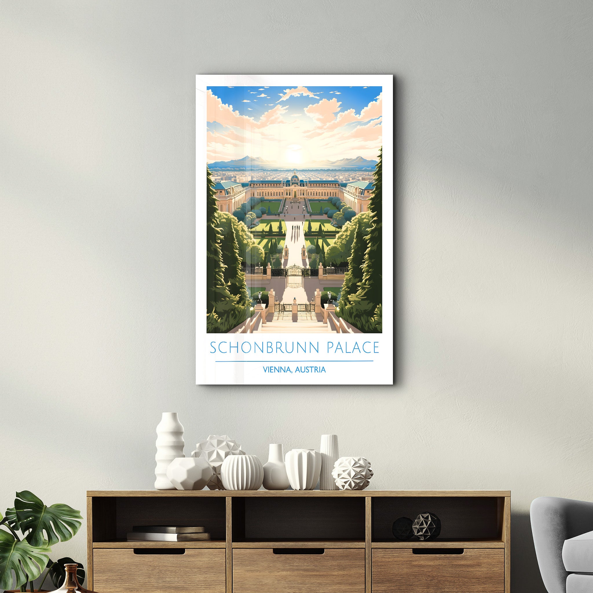 Schloss Schönbrunn-Wien Österreich-Reiseposter | <tc>Glasbild</tc>