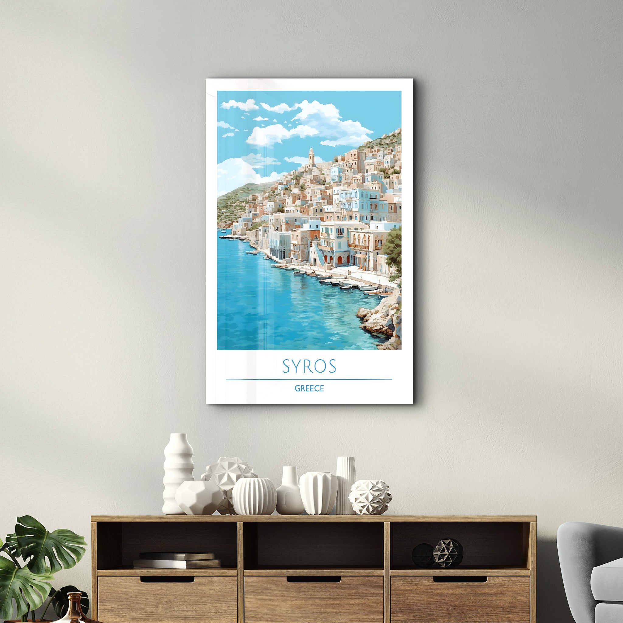 Syros Griechenland-Reiseposter | <tc>Glasbild</tc>