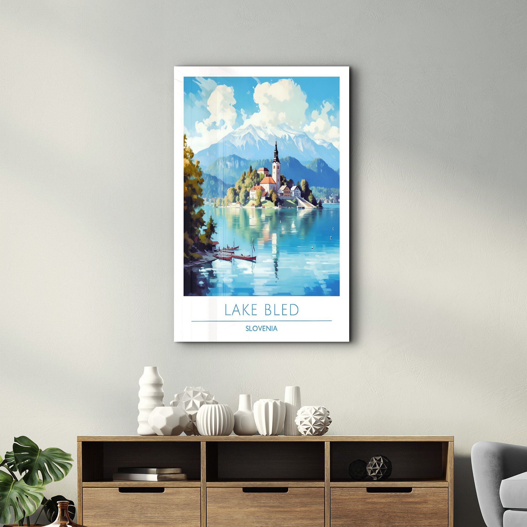 Bleder See Slowenien-Reiseposter | <tc>Glasbild</tc>