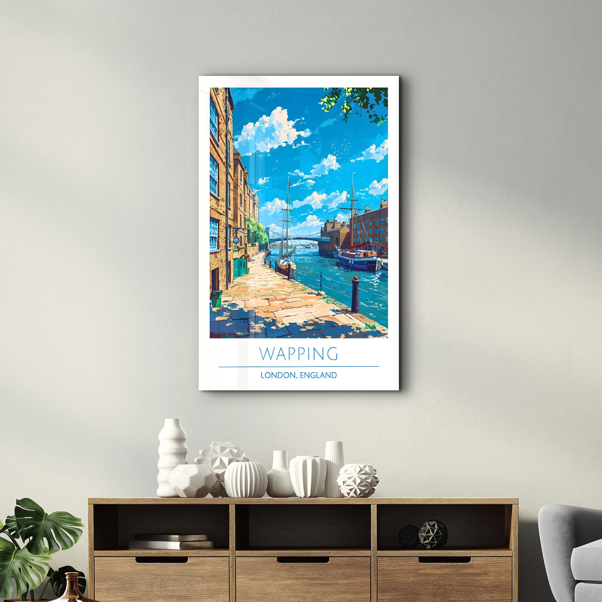 Wapping-London England-Reiseposter | <tc>Glasbild</tc>