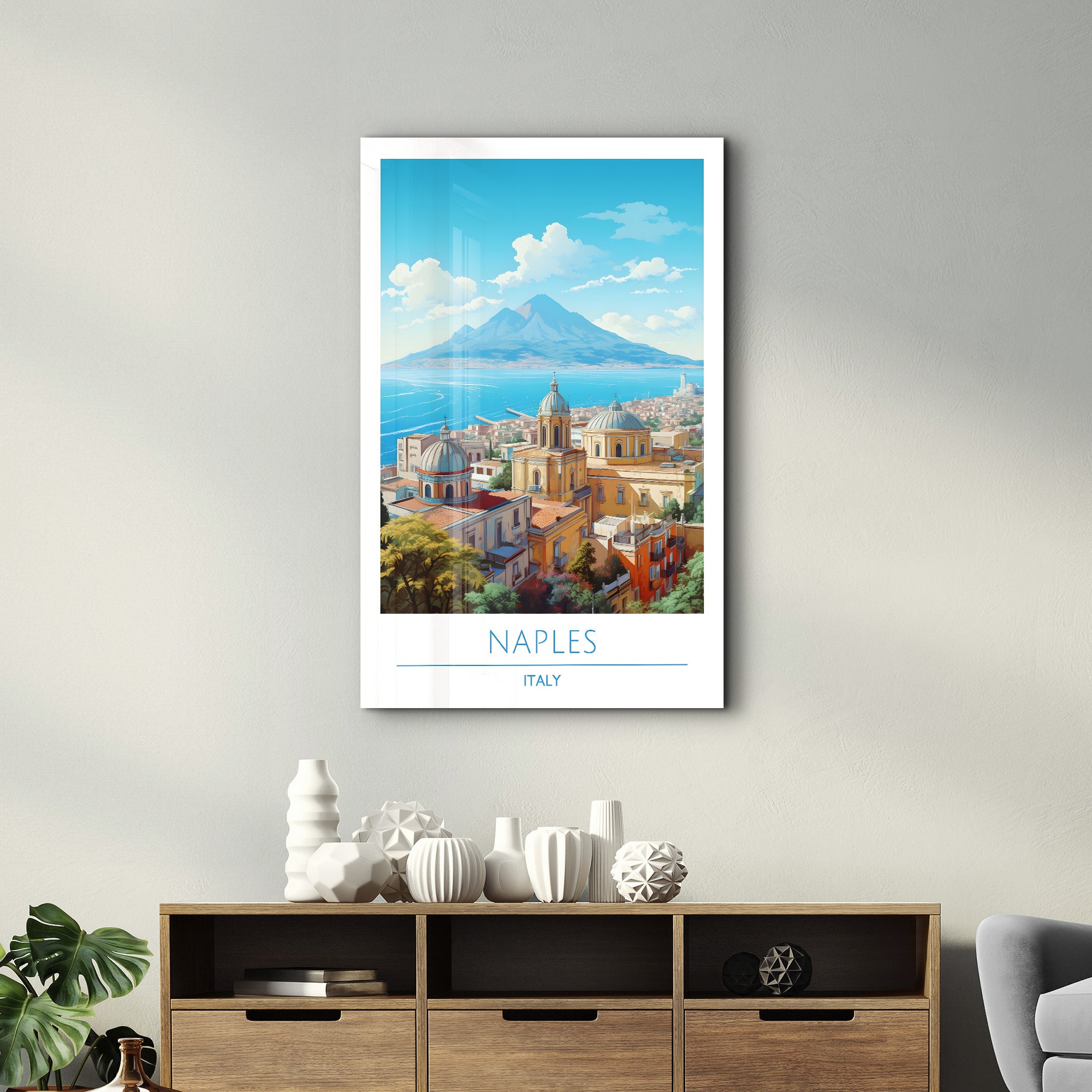 Naples Italie-Affiches de voyage | Art mural en verre