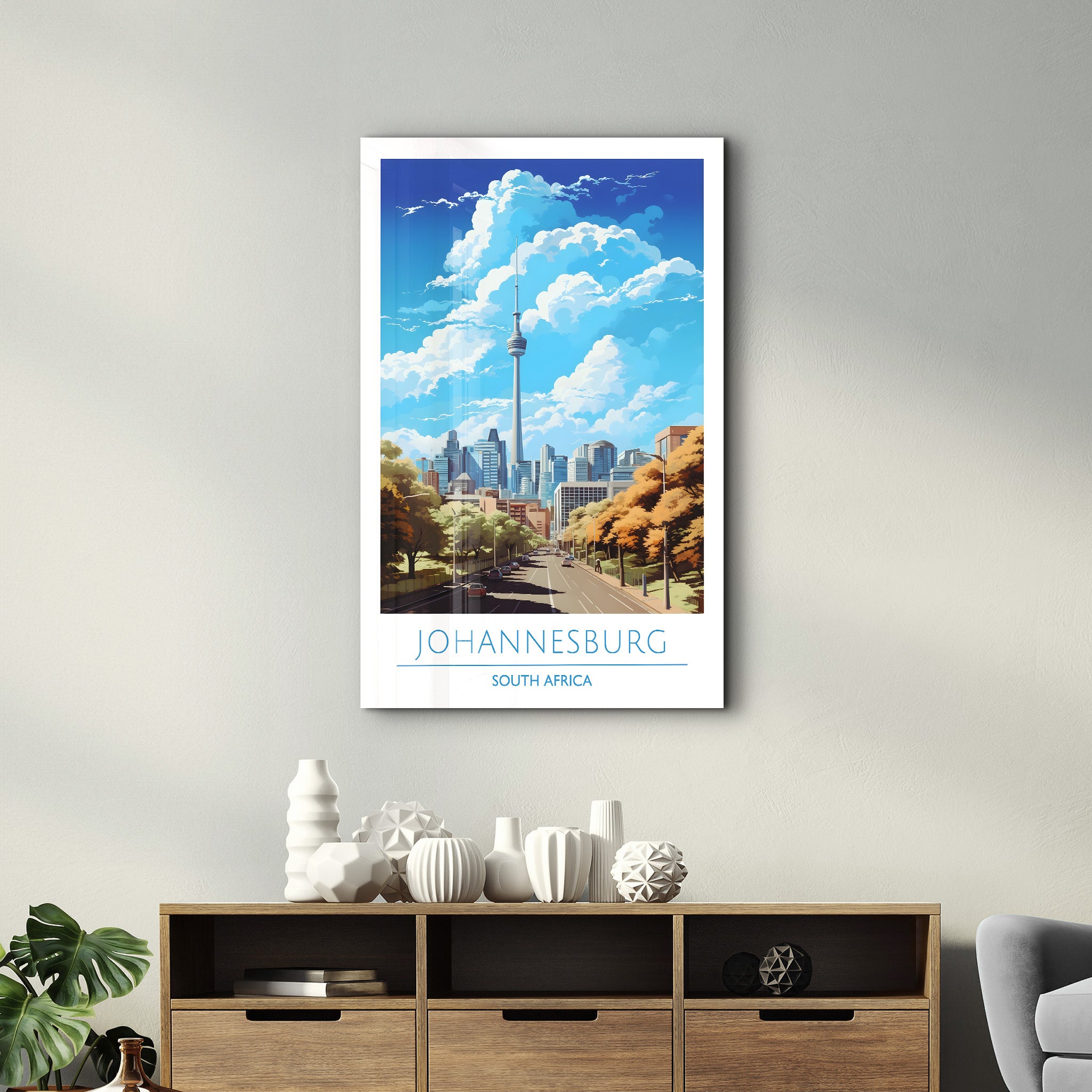 Johannesburg Südafrika-Reiseposter | <tc>Glasbild</tc>