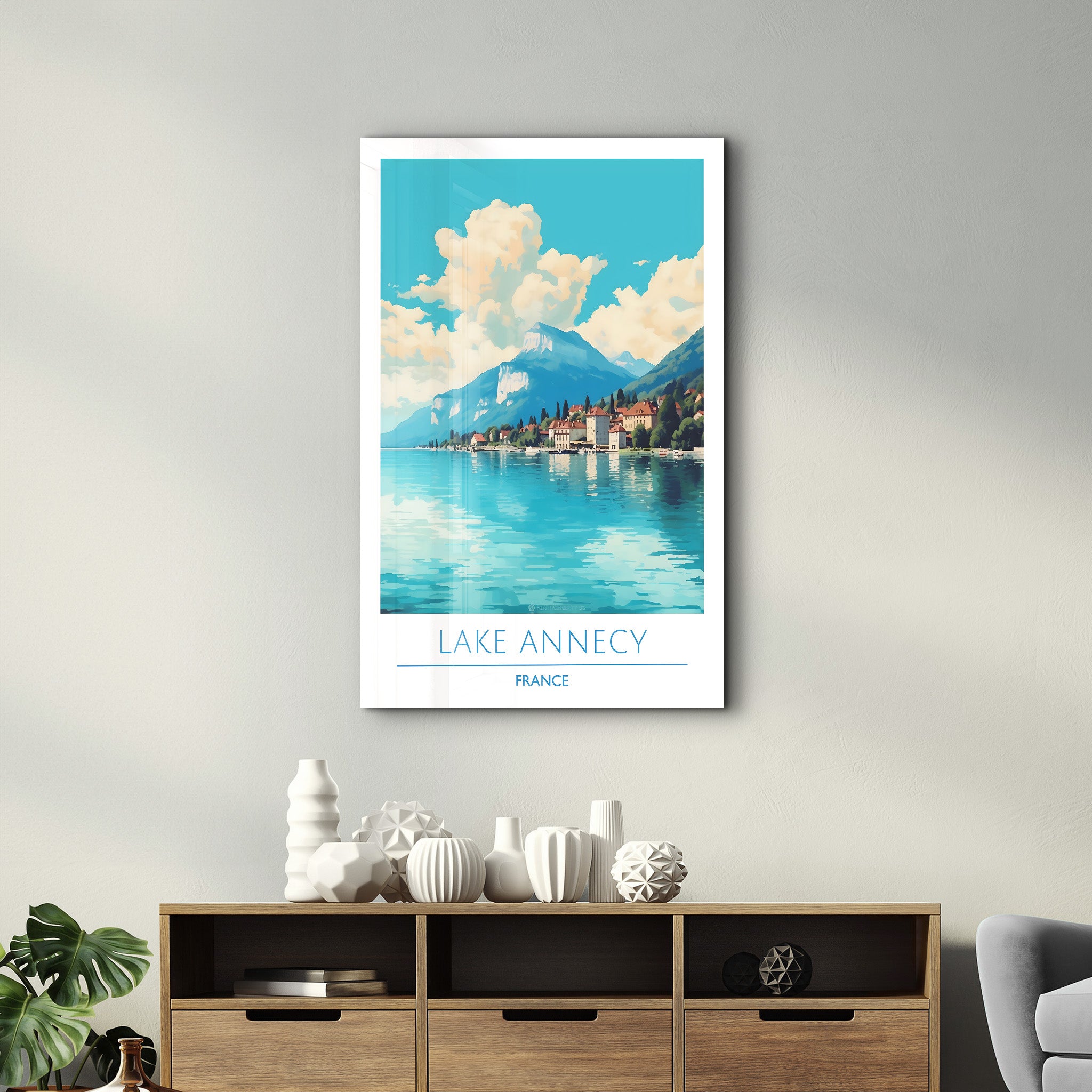 Lake Annecy Frankreich-Reiseposter | <tc>Glasbild</tc>