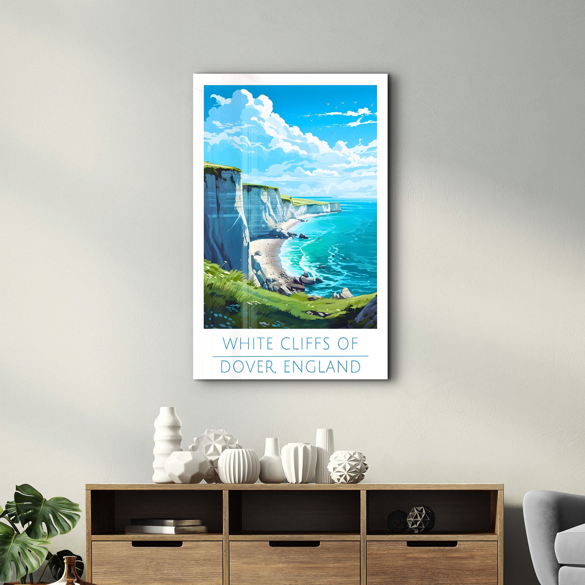 Falaises blanches de Douvres Angleterre-Affiches de voyage | Art mural en verre