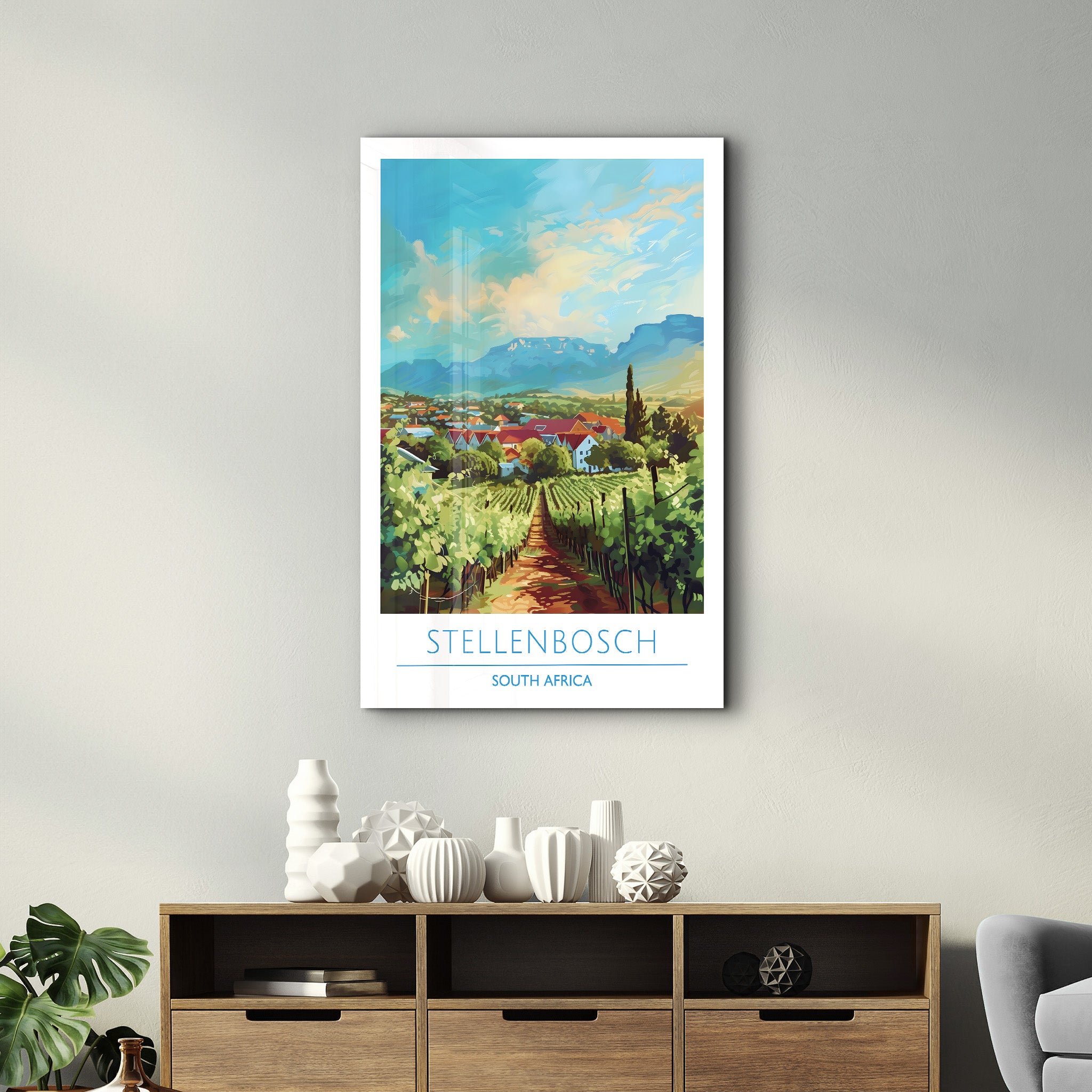 Stellenbosch Südafrika-Reiseposter | <tc>Glasbild</tc>