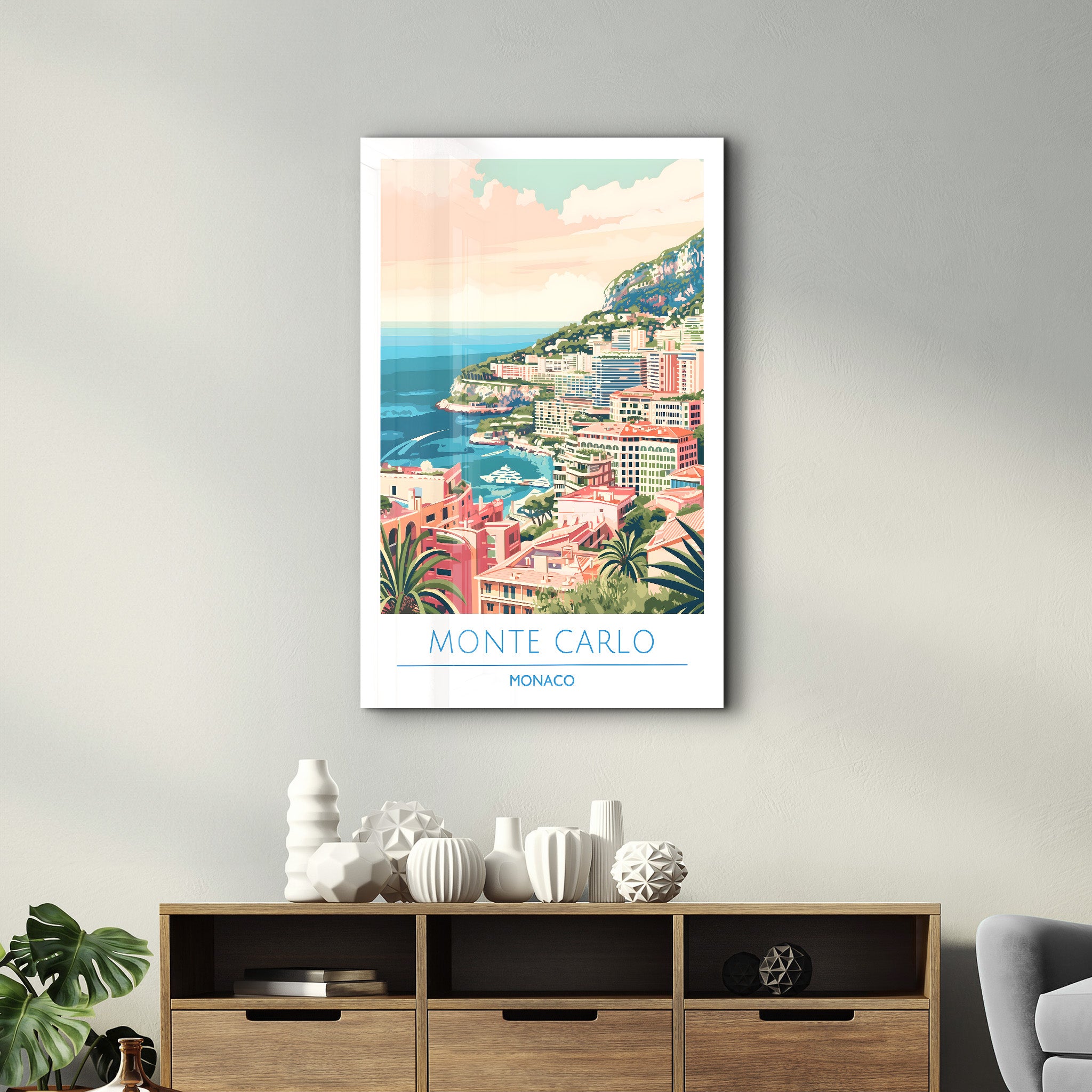 Monte Carlo Monaco-Reiseposter | <tc>Glasbild</tc>