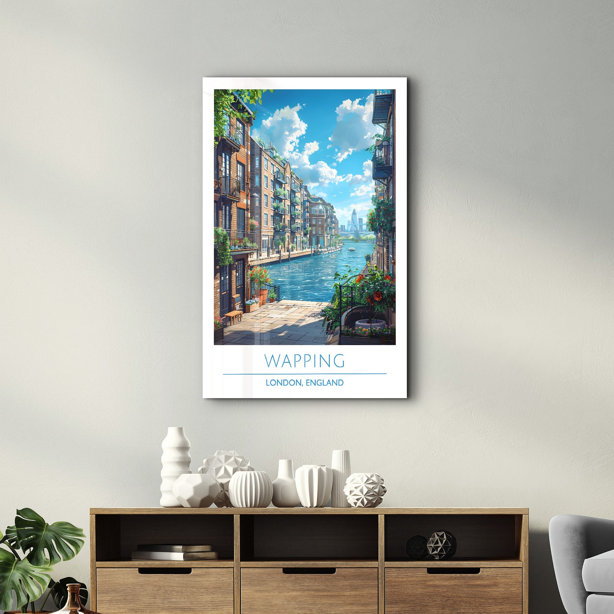 Wapping-London England-Reiseposter | <tc>Glasbild</tc>