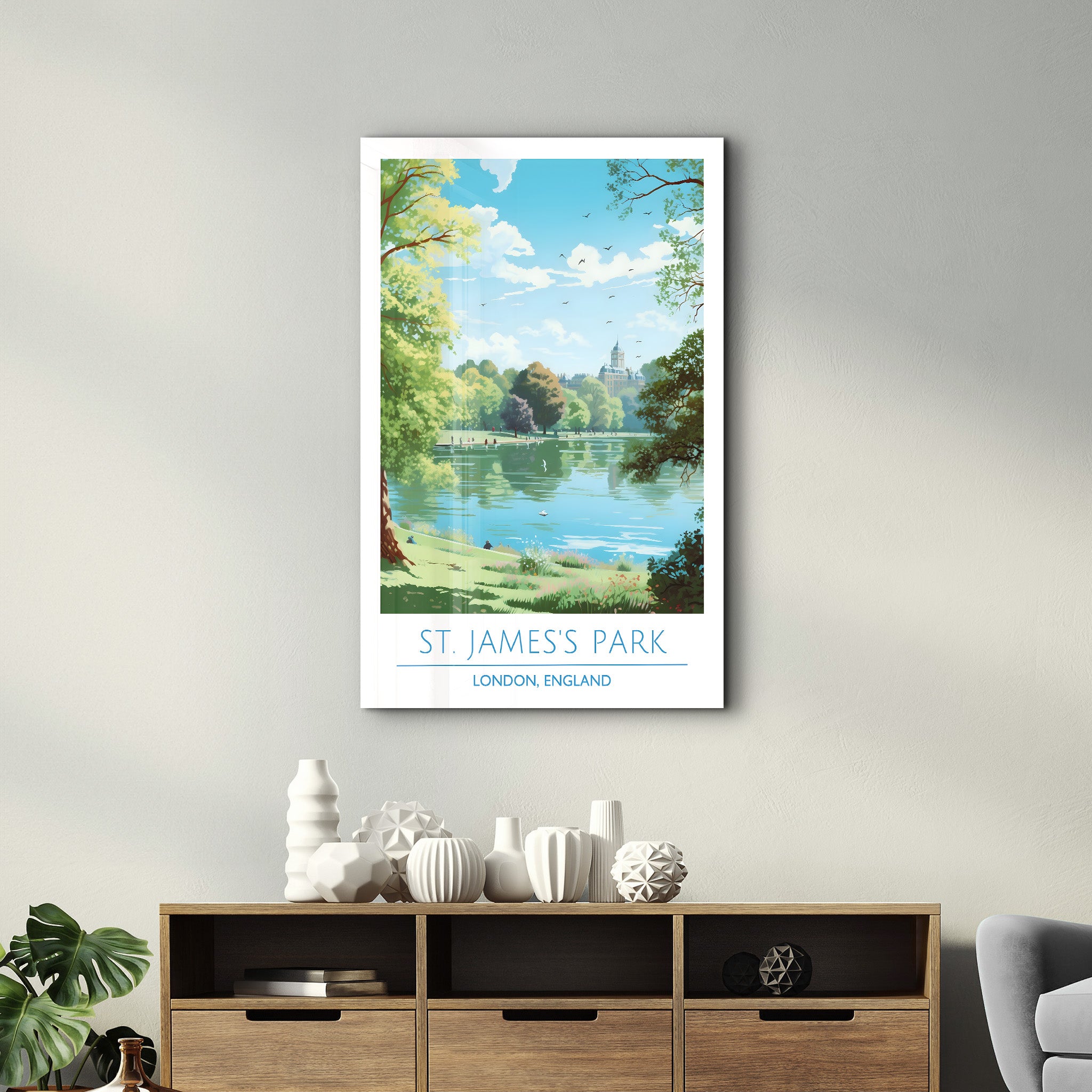 St. James Park – London England – Reiseposter | <tc>Glasbild</tc>