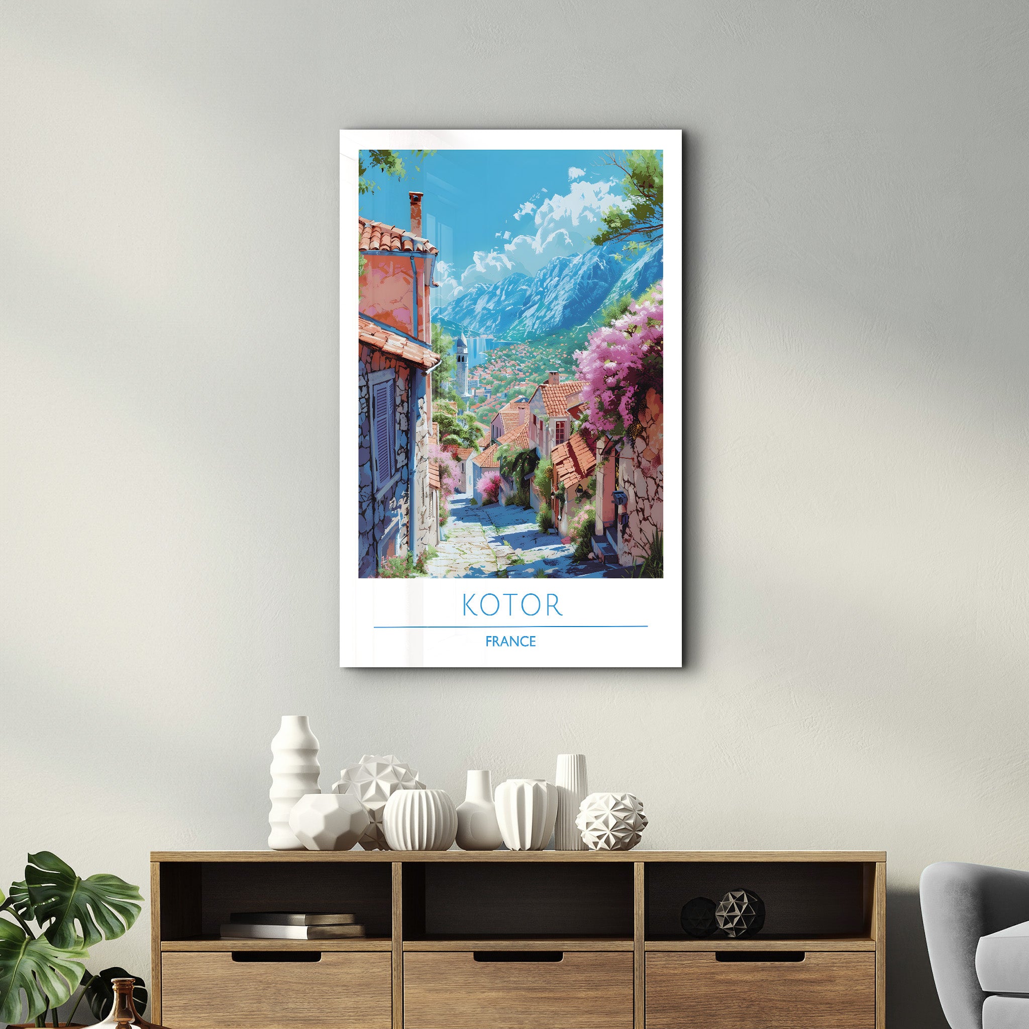 Kotor Frankreich-Reiseposter | <tc>Glasbild</tc>