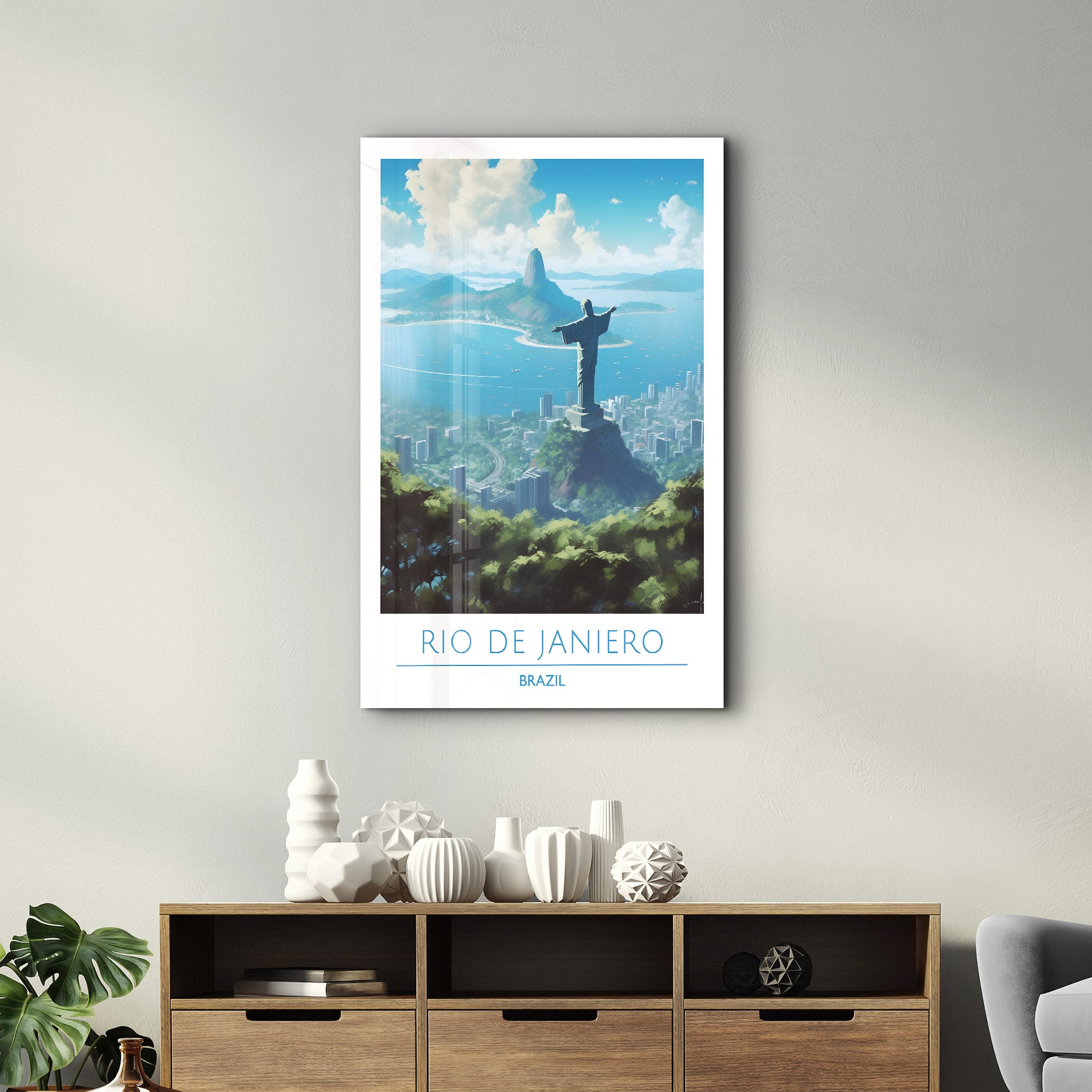 Rio De Janiero Brasilien-Reiseposter | <tc>Glasbild</tc>