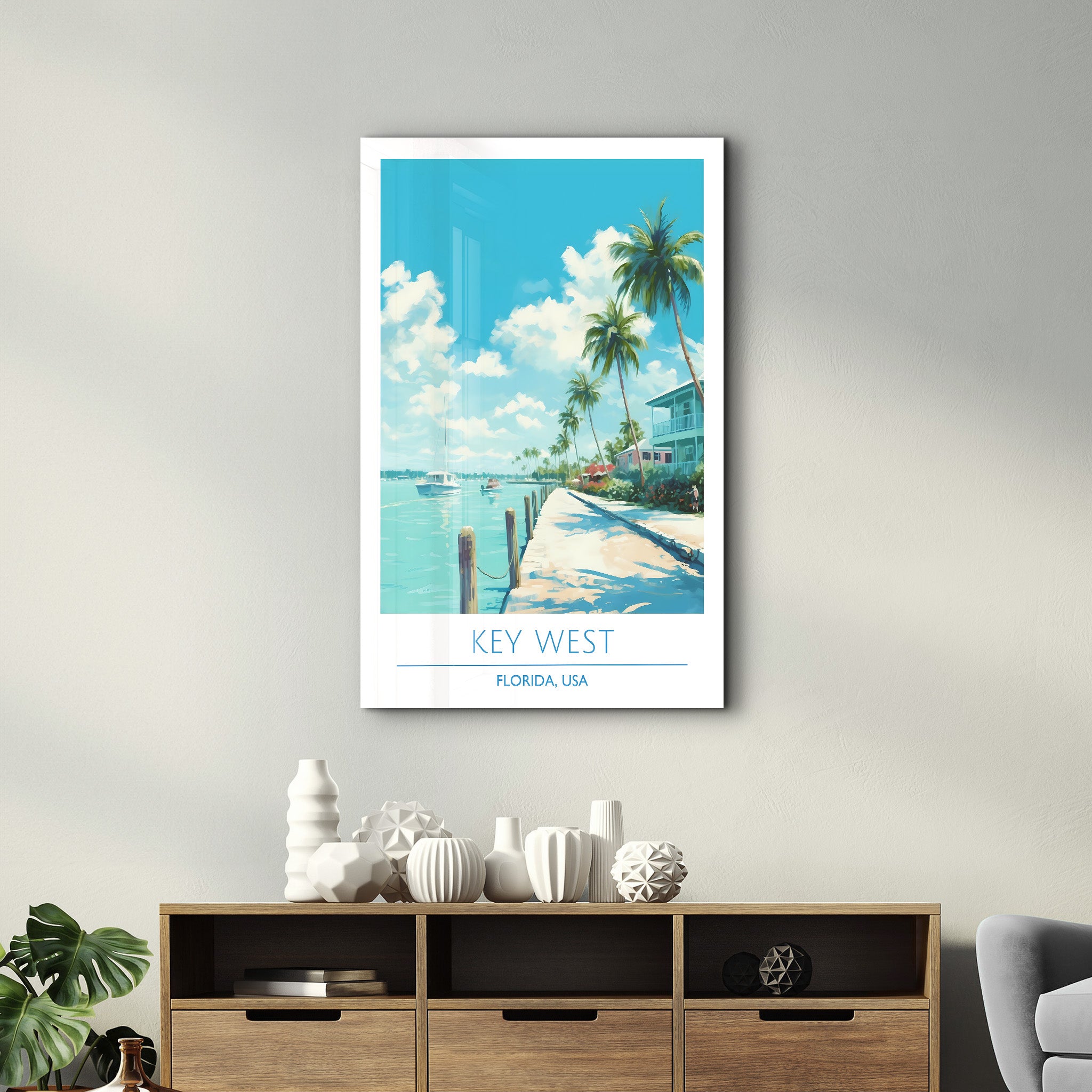 Key West-Florida USA-Reiseposter | <tc>Glasbild</tc>