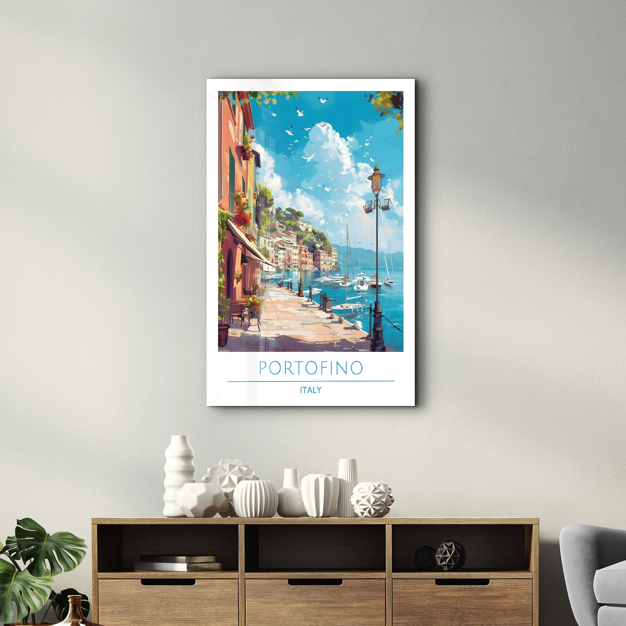 Portofino Italien-Reiseposter | <tc>Glasbild</tc>