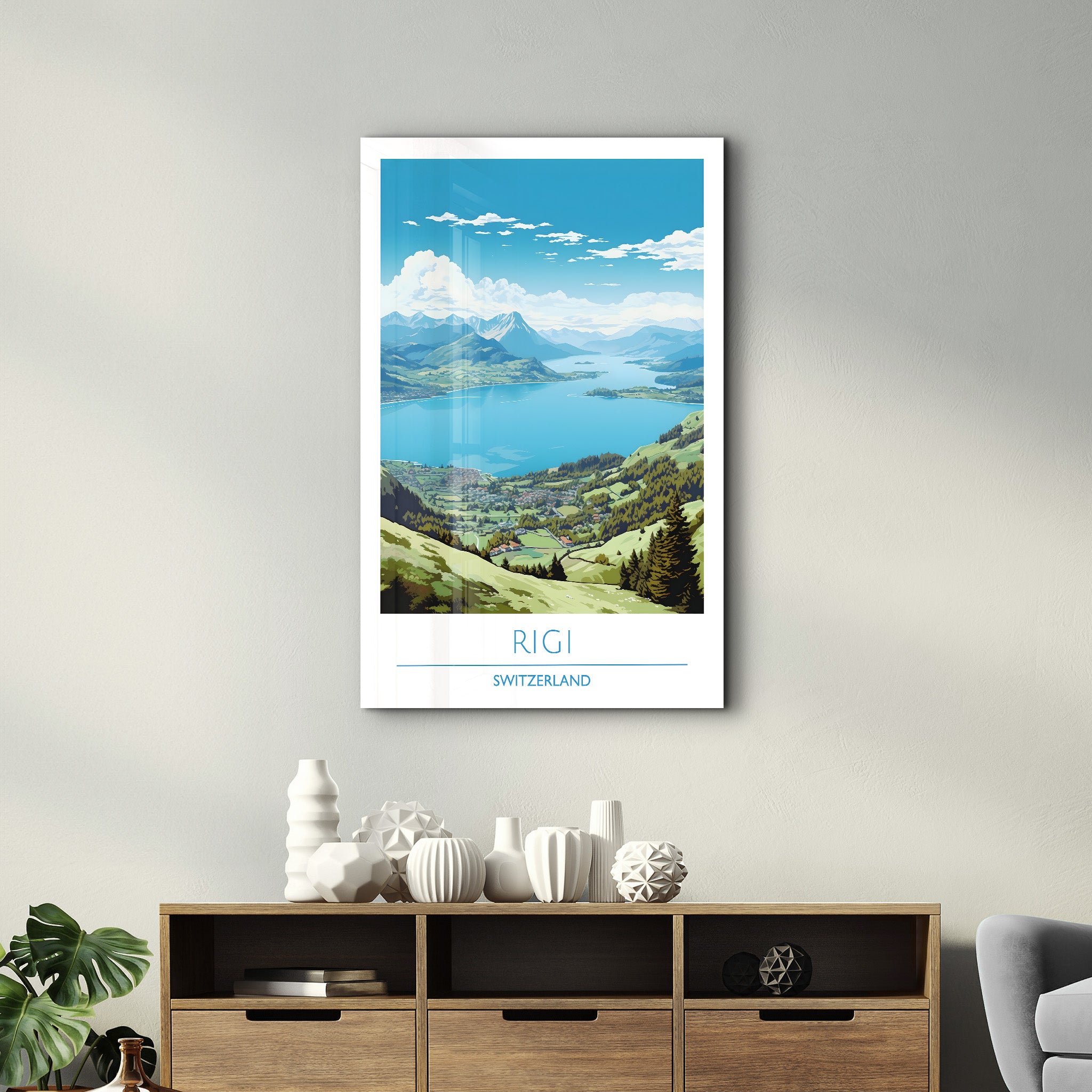 Rigi Schweiz-Reiseposter | <tc>Glasbild</tc>