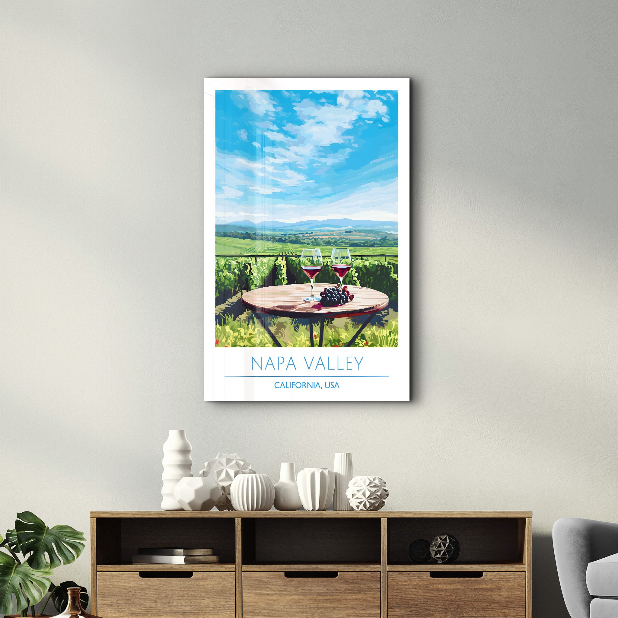 Napa Valley-Kalifornien USA-Reiseposter | <tc>Glasbild</tc>