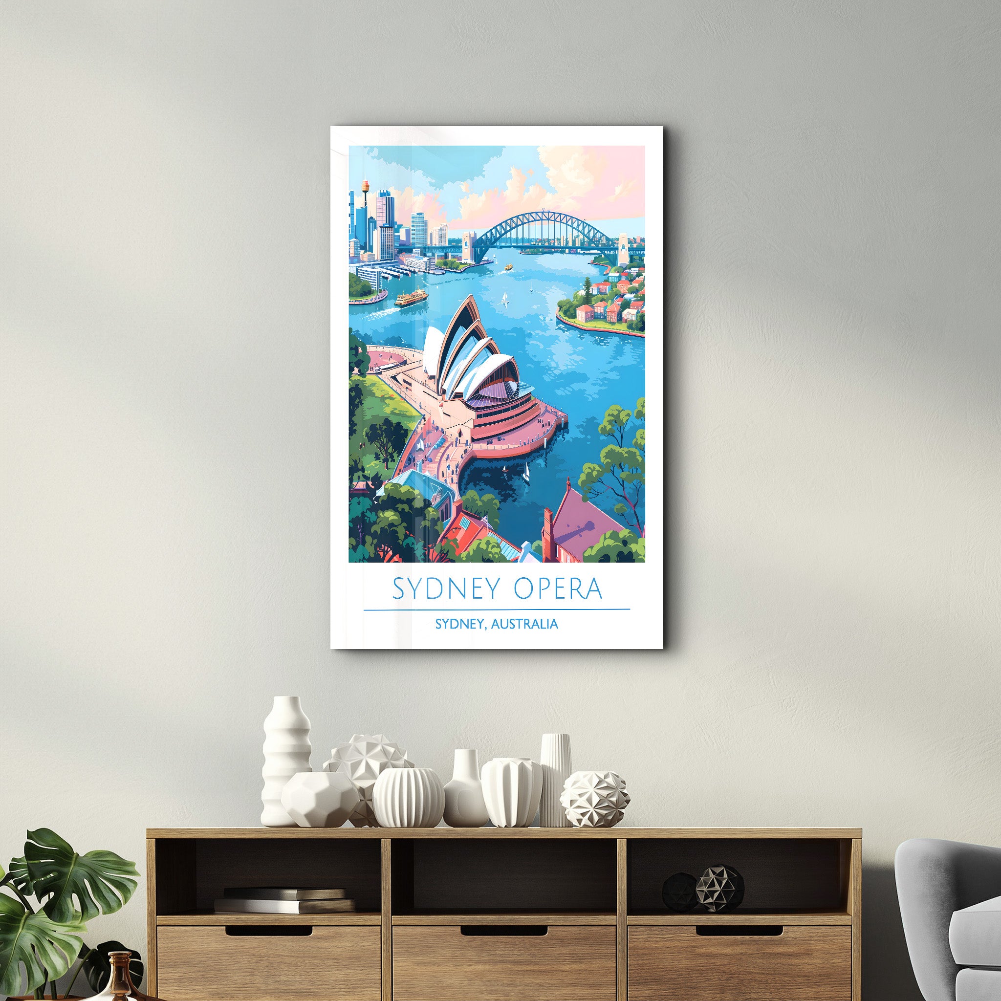 Sydney Opera Australien-Reiseposter | <tc>Glasbild</tc>